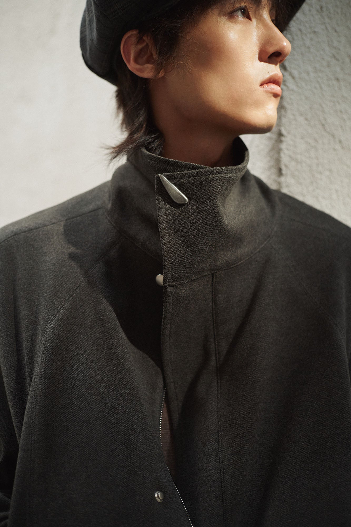GONGHE REPUB High-Neck Woolen Crop Jacket