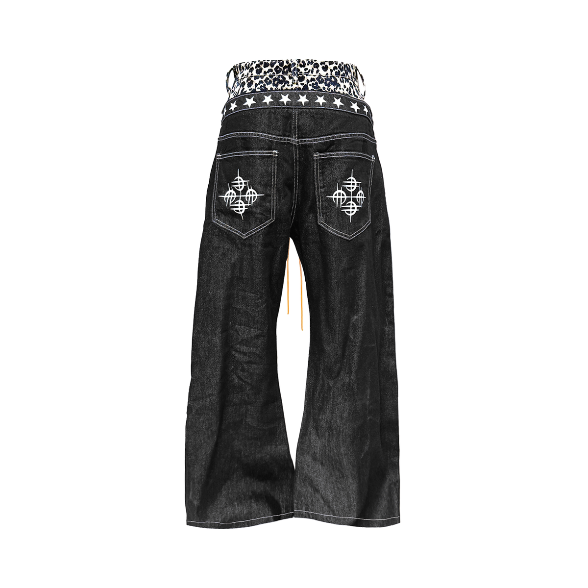DETW Leopard Double-Waistband Curved Jeans