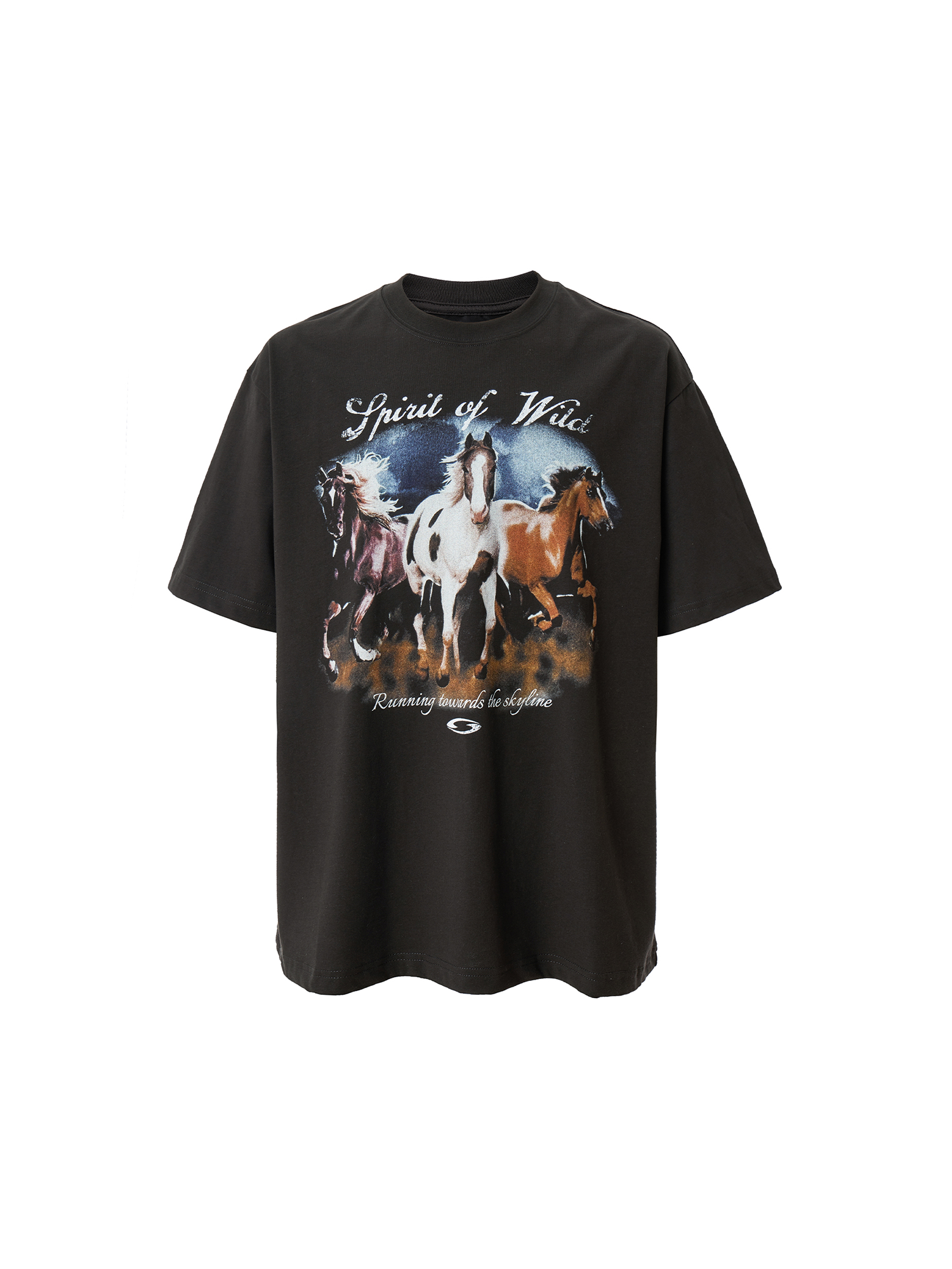 F2CE Washed Retro Horse Graphic T-Shirt
