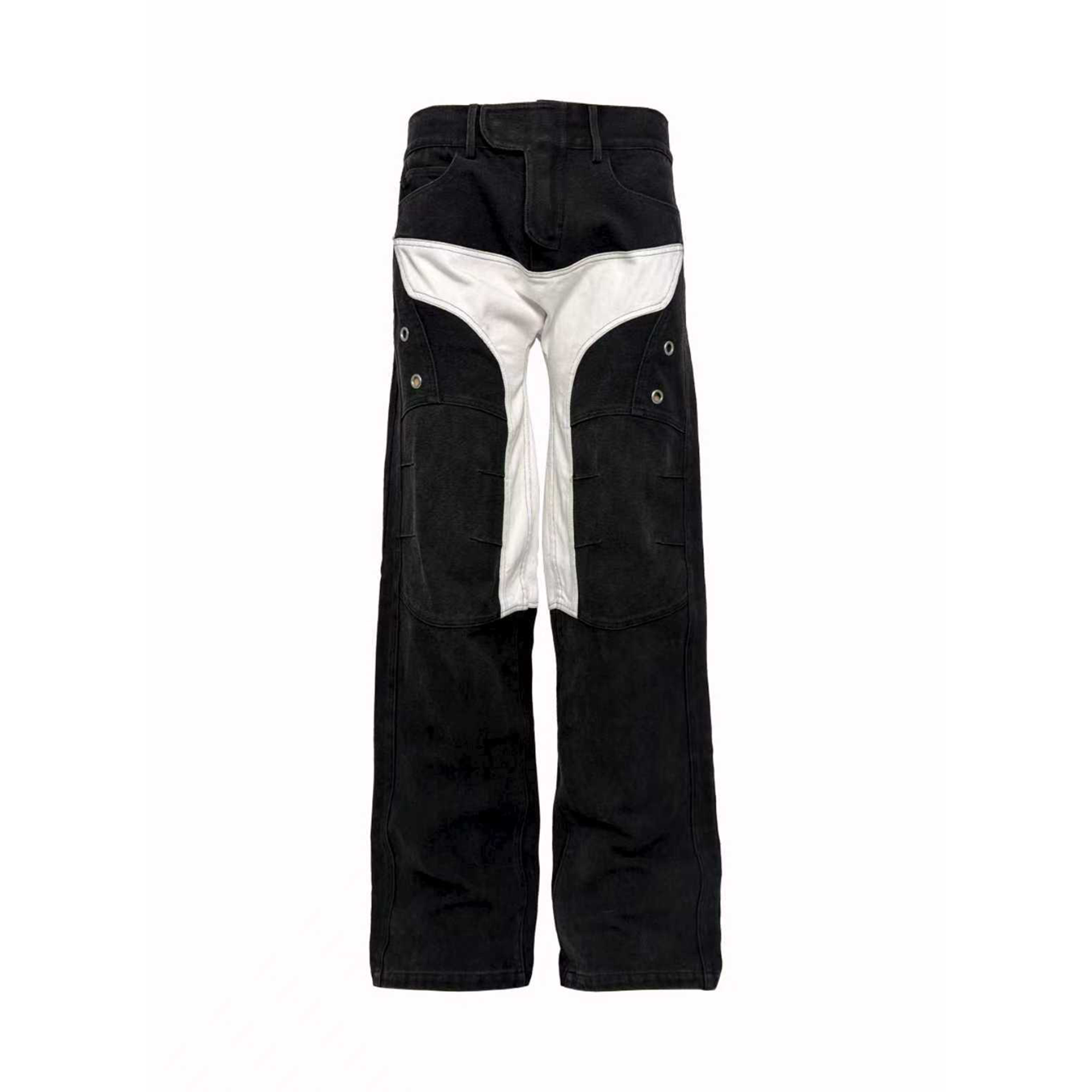 PCCVISION Contrast Panel Moto PU Pants