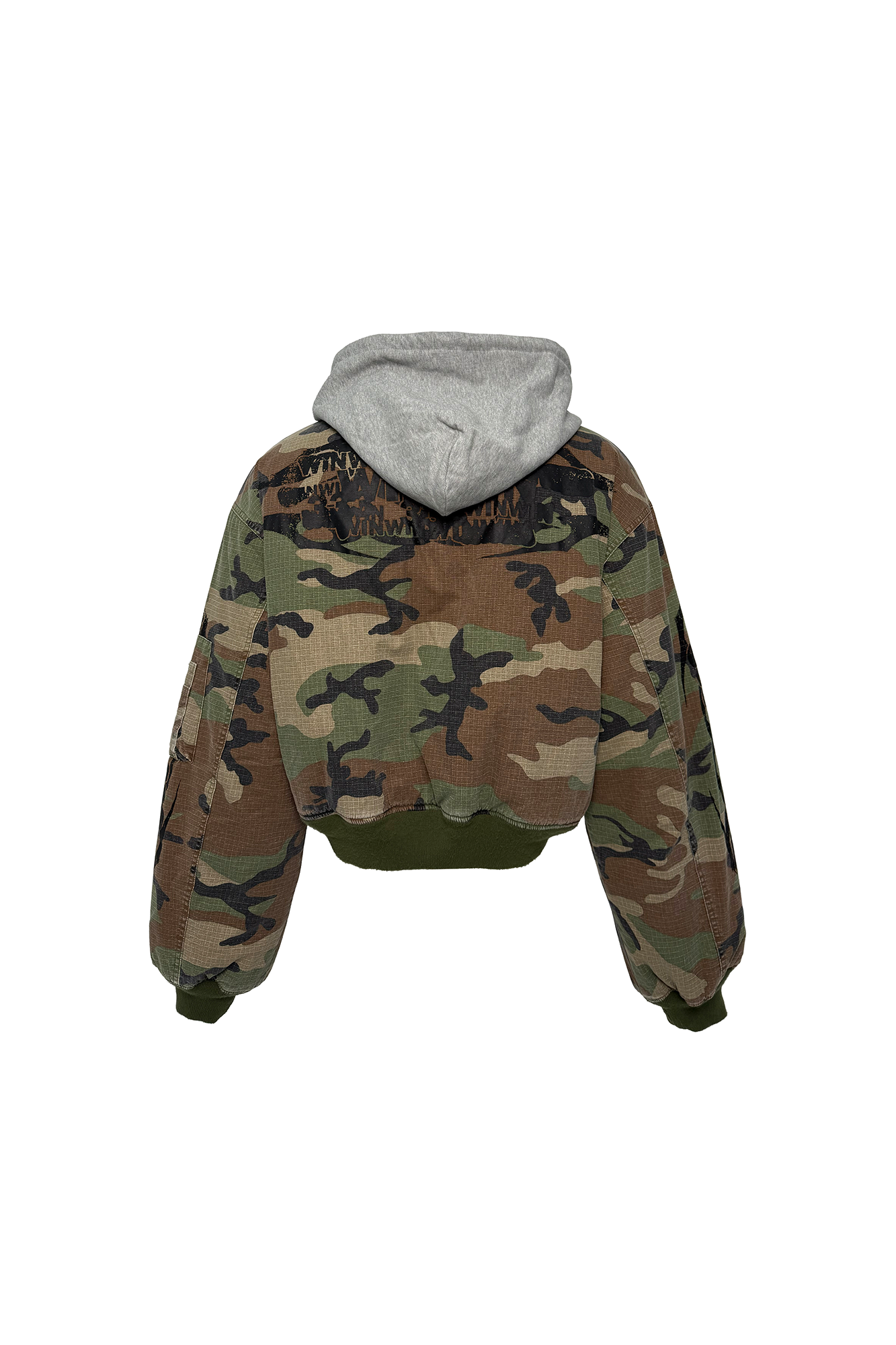 PCCVISION Detachable-Hood Camo Bomber