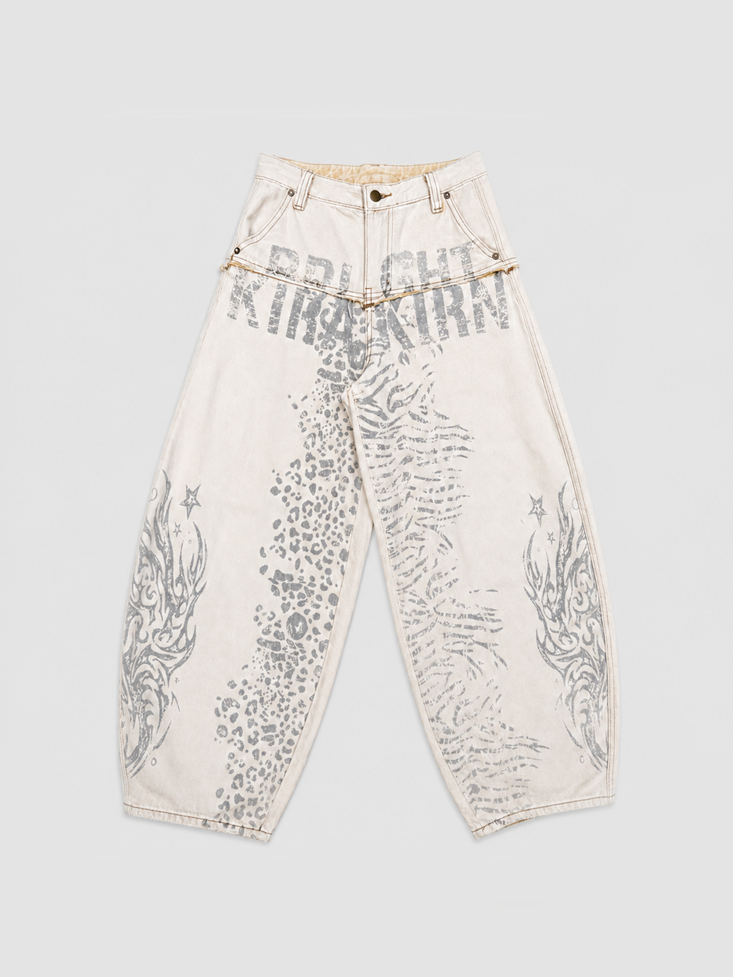 HAHAHA Wide-Leg Silver Leopard Jeans
