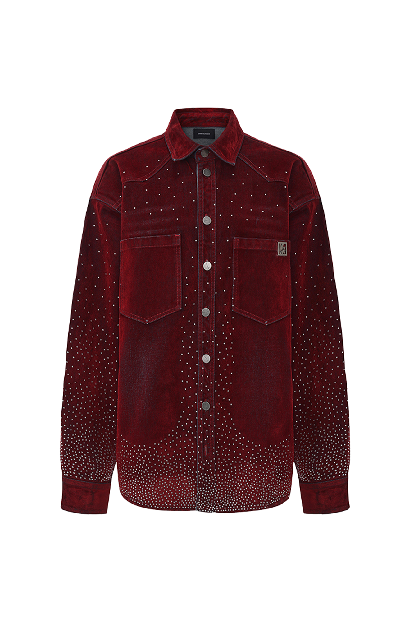 VANN VALRENCE Diamond-Studded Velvet Shirt Jacket
