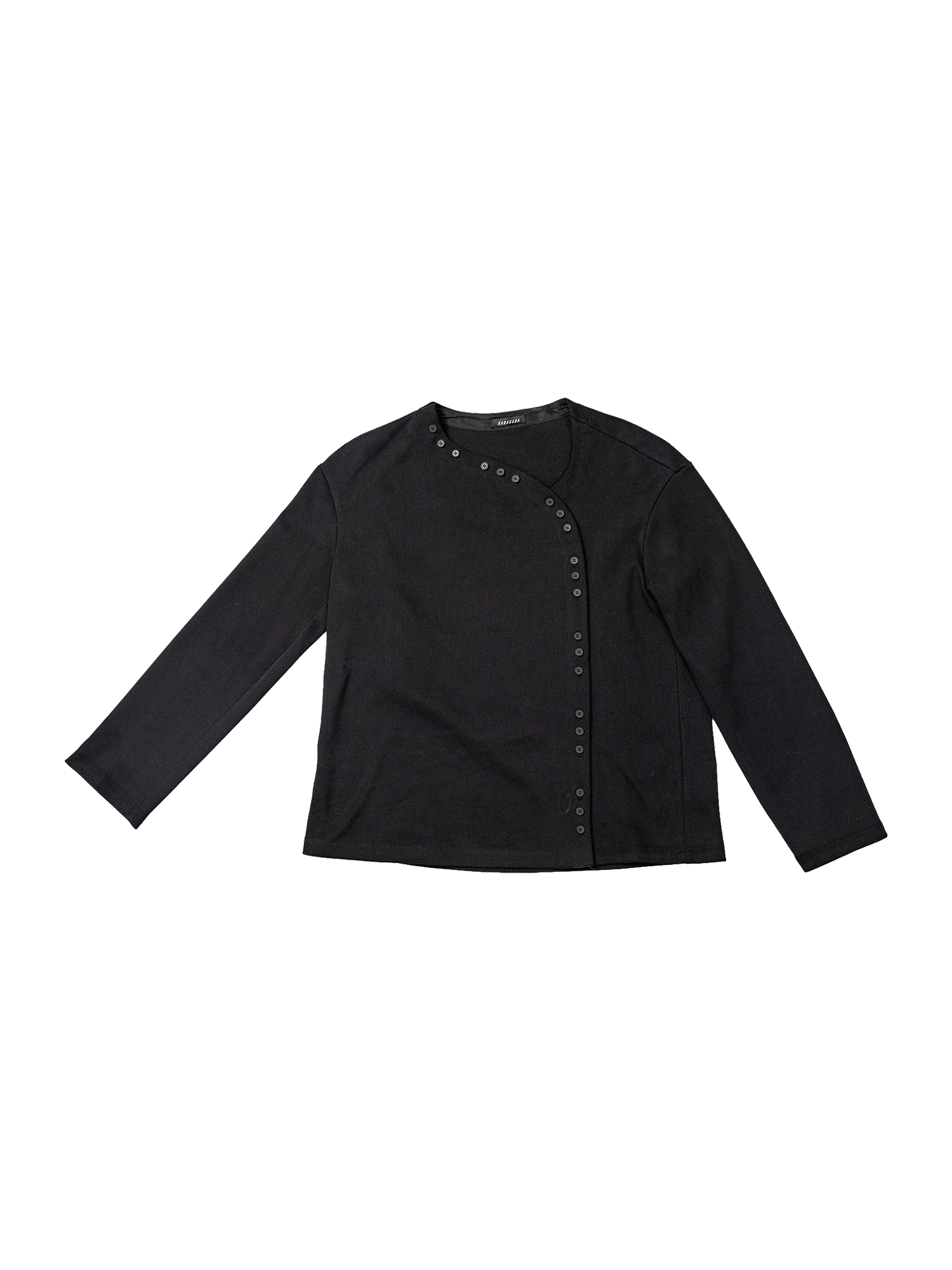 KADAKADA Buttoned Curved Placket Ribbed Knit Top