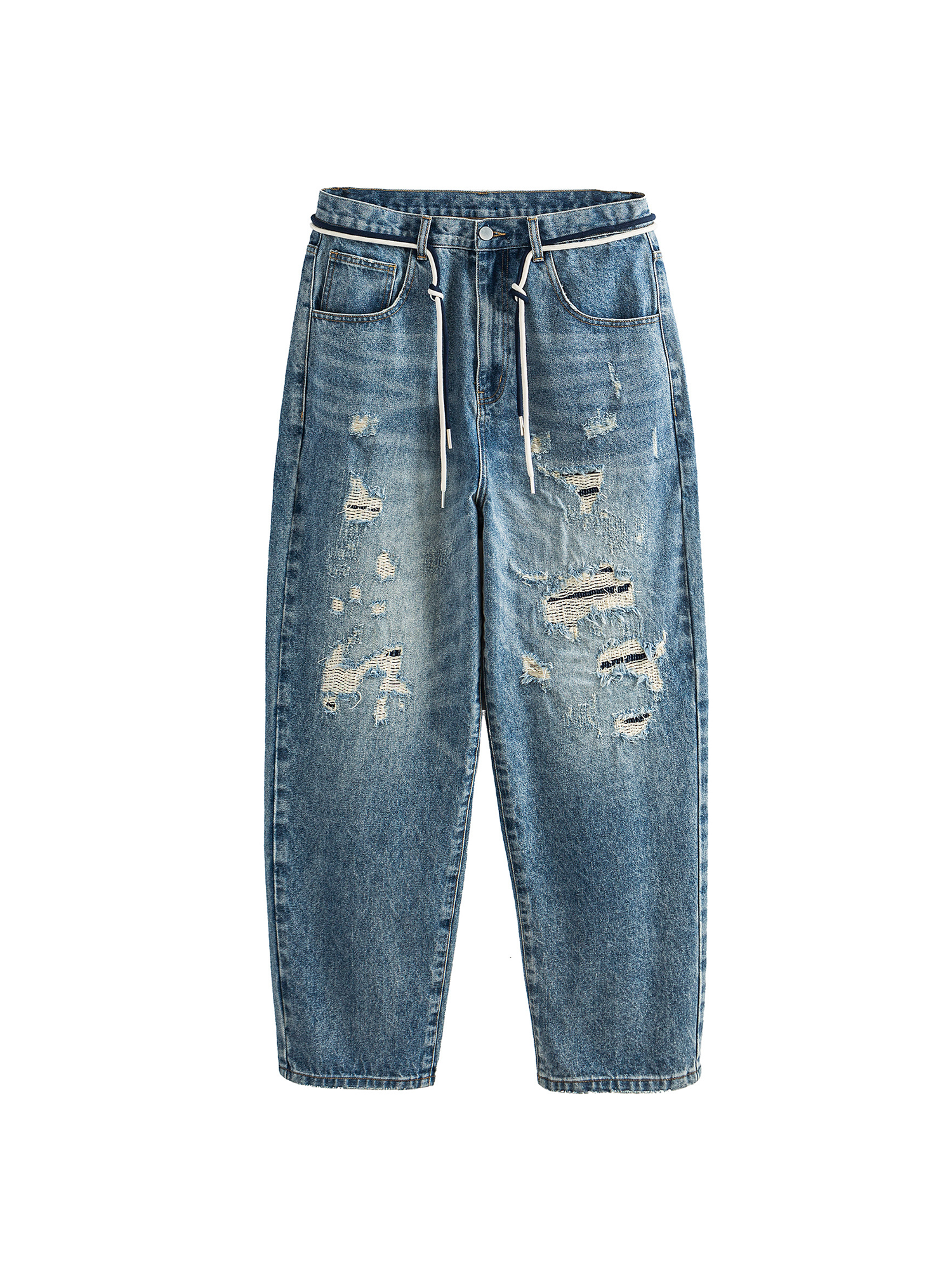 ME DA IGUAL Washed Distressed Tapered Jeans