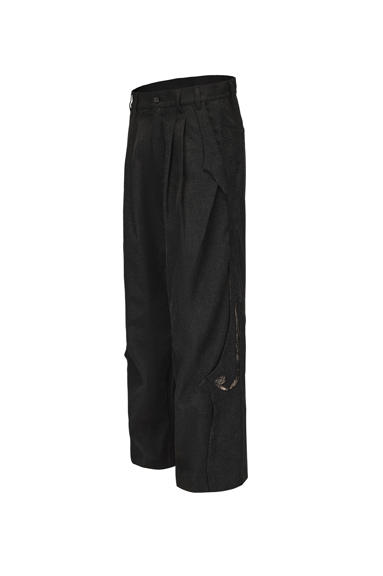 MOITIEDEPETALE Pleats Patch Wide-Leg Trousers