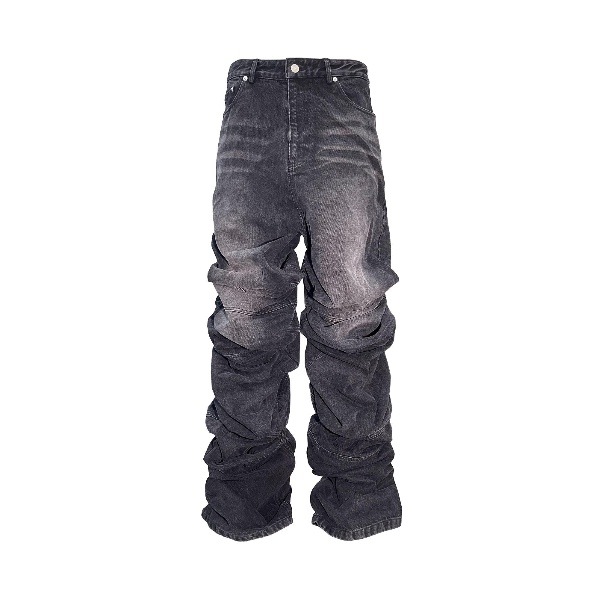 PCCVISION Distressed Wrinkled Stacked Baggy Jeans