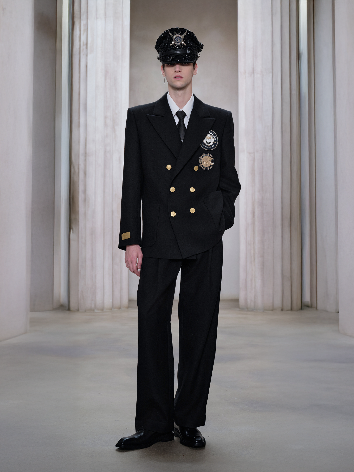 FACEONLAB Badge-Patch Double-Breasted Blazer