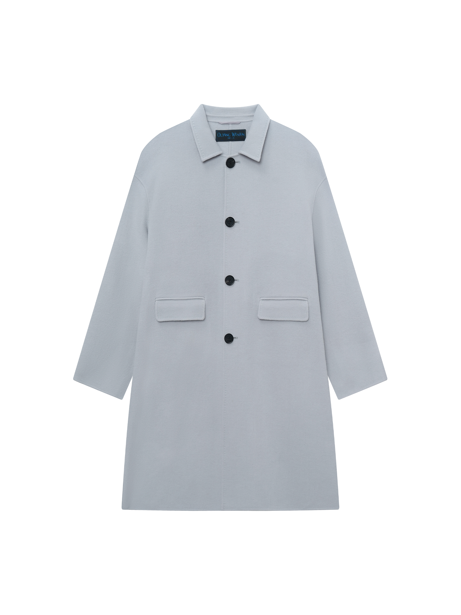 OUYANG WENJUN Minimal Wool Oversized Coat Light Gray