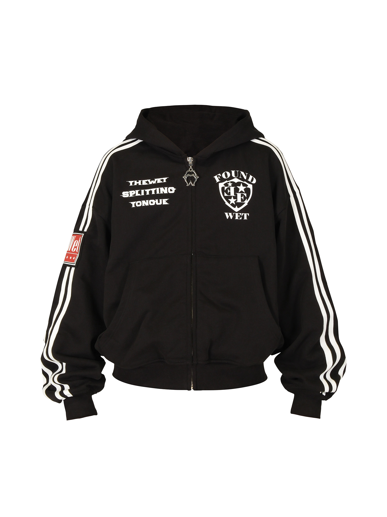 THEWET Graphic Striped Zip-Up Hooded Jacket