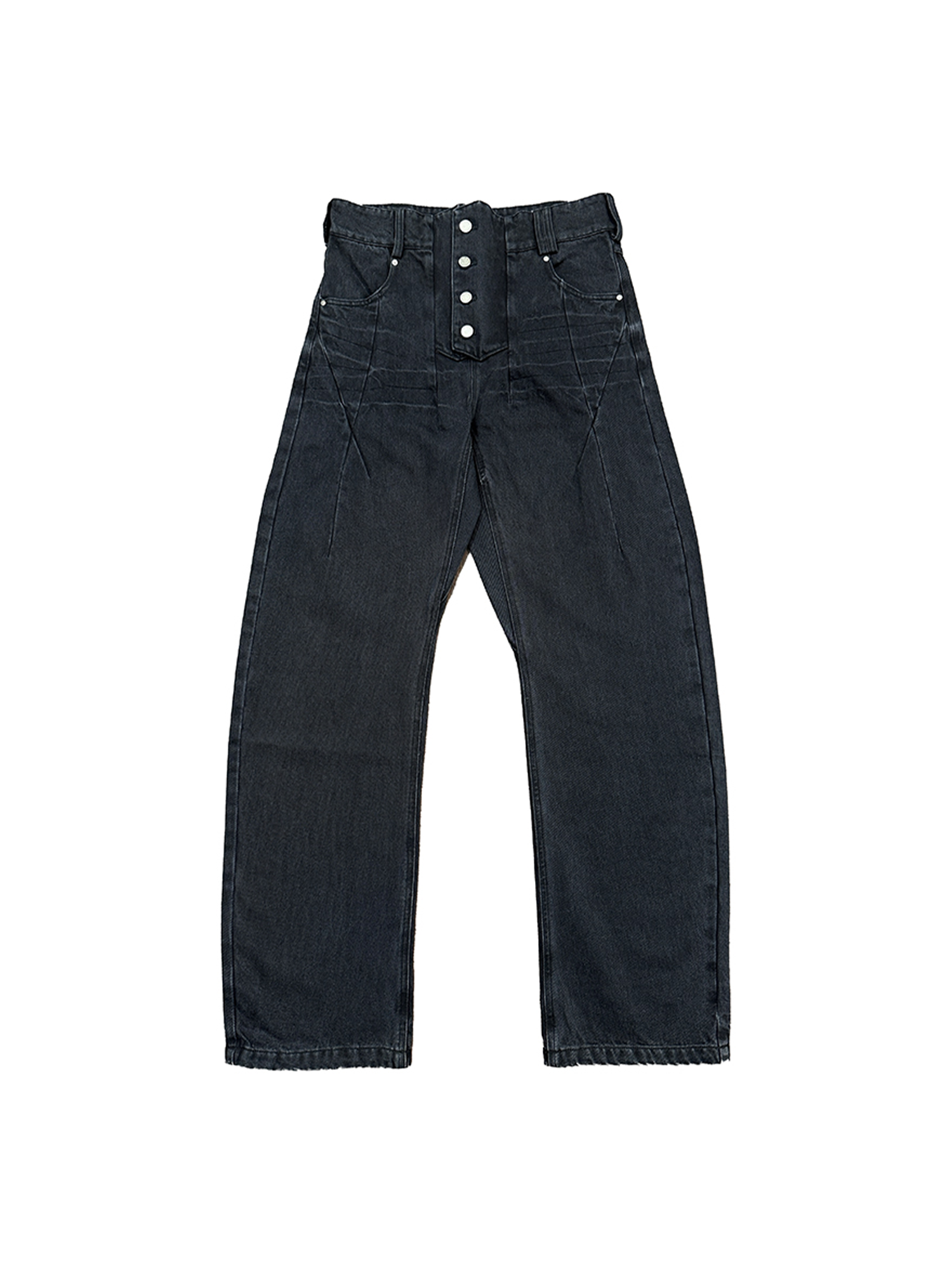RICHILL Washed Panel Button-Fly Balloon-Leg Jeans, premium urban and streetwear designers apparel on PROJECTISR.com, RICHILL