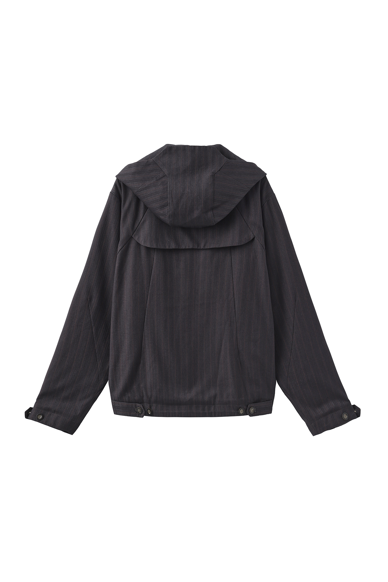 MOITIEDEPETALE Striped Magnetic-Front Hooded Coat