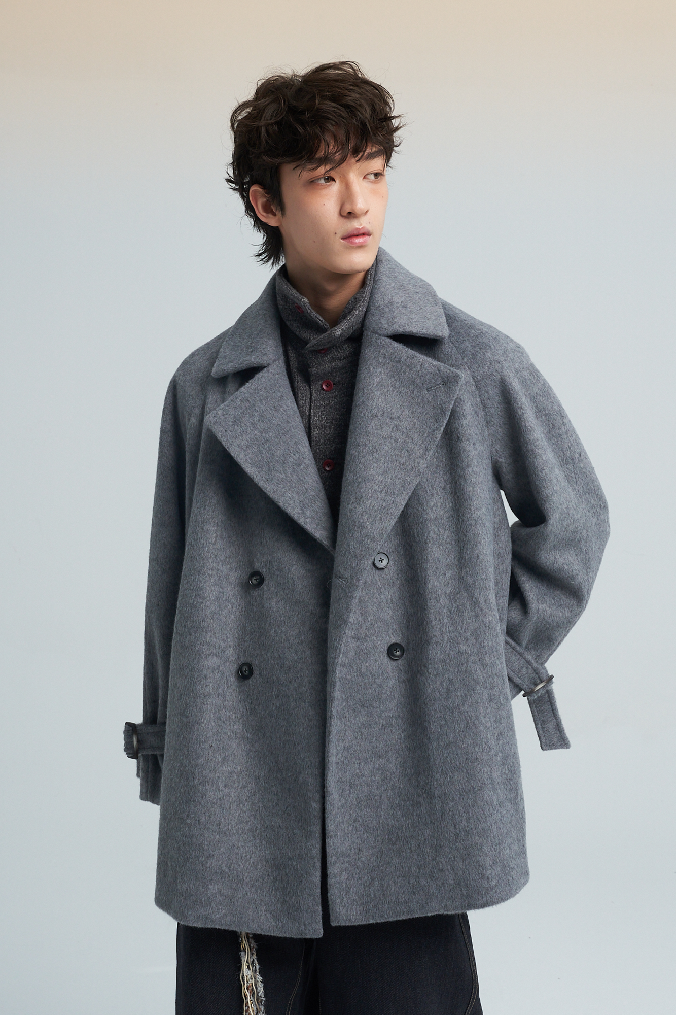 SAME FLOW Double-Breasted Wool-Blend Trench Coat