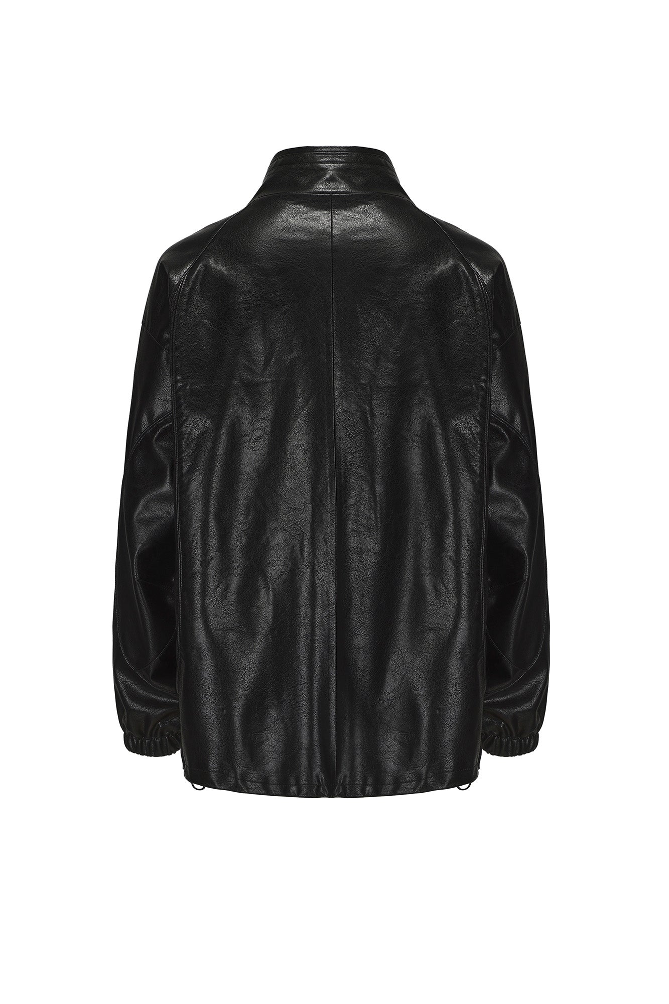 VANN VALRENCE Retro Glossy Faux Leather Jacket