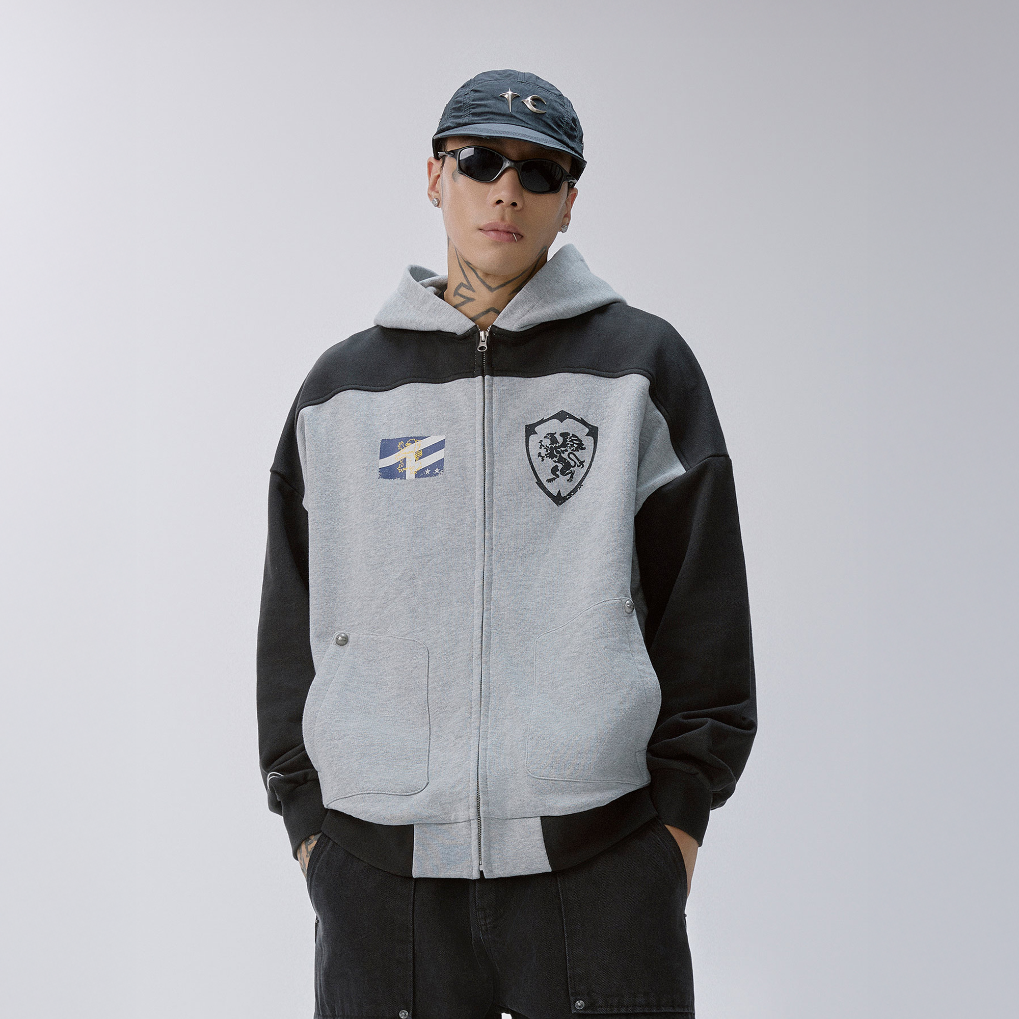 F2CE Contrast Panel Badge Graphic Hooded Jacket
