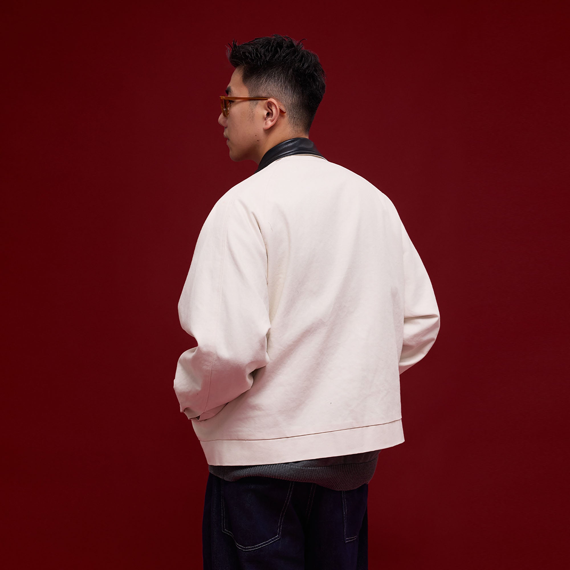 BANANA CLUB Faux Leather Collar Cotton Jacket