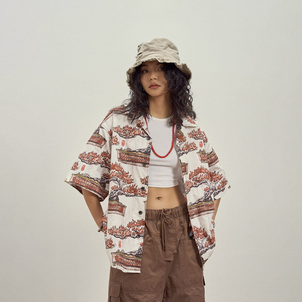 OSCILL Pine On Fire Half Shirt, premium urban and streetwear designers apparel on PROJECTISR.com, OSCILL