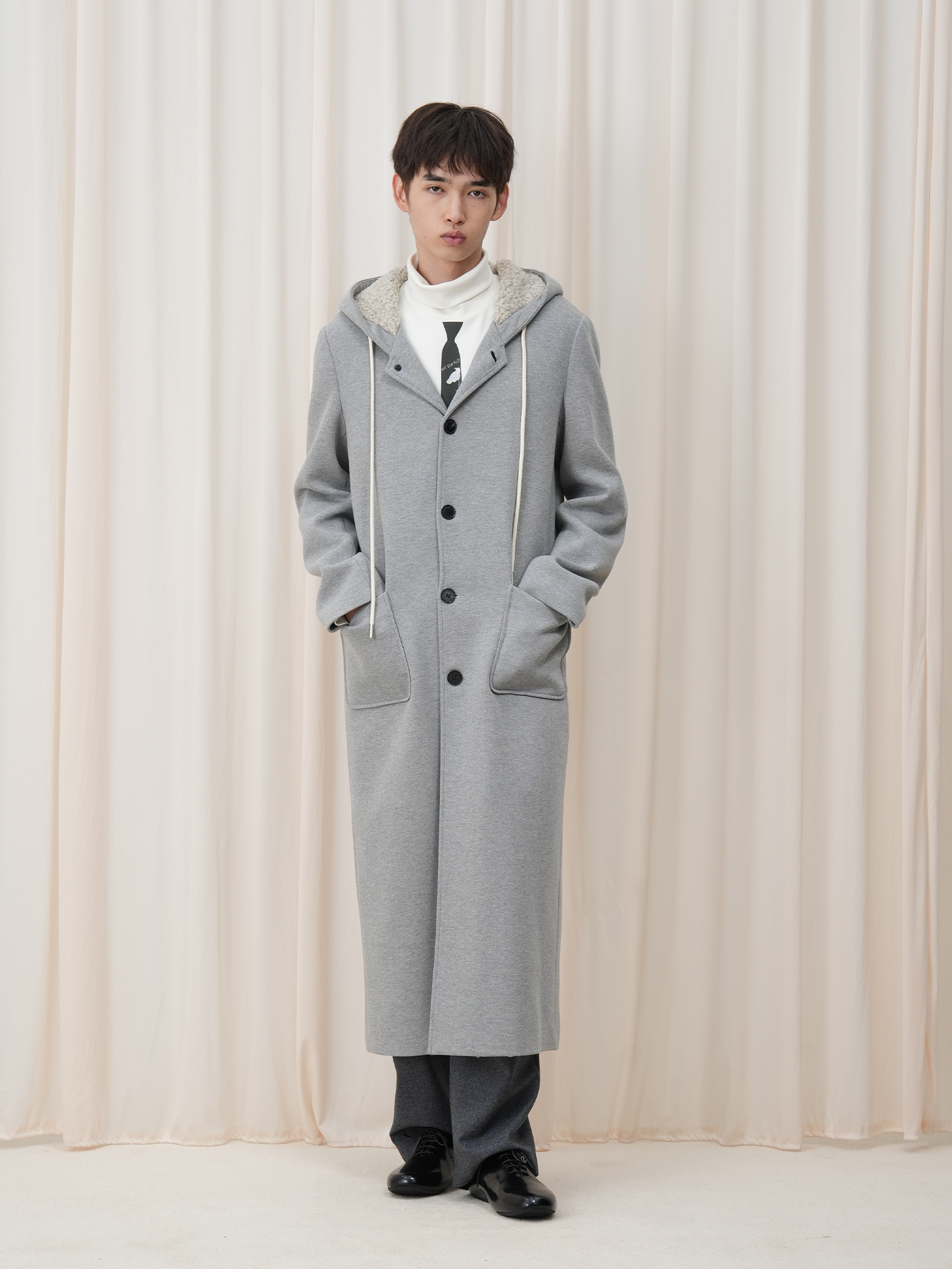 OUYANG WENJUN Sherpa-Lined Hooded Maxi Coat