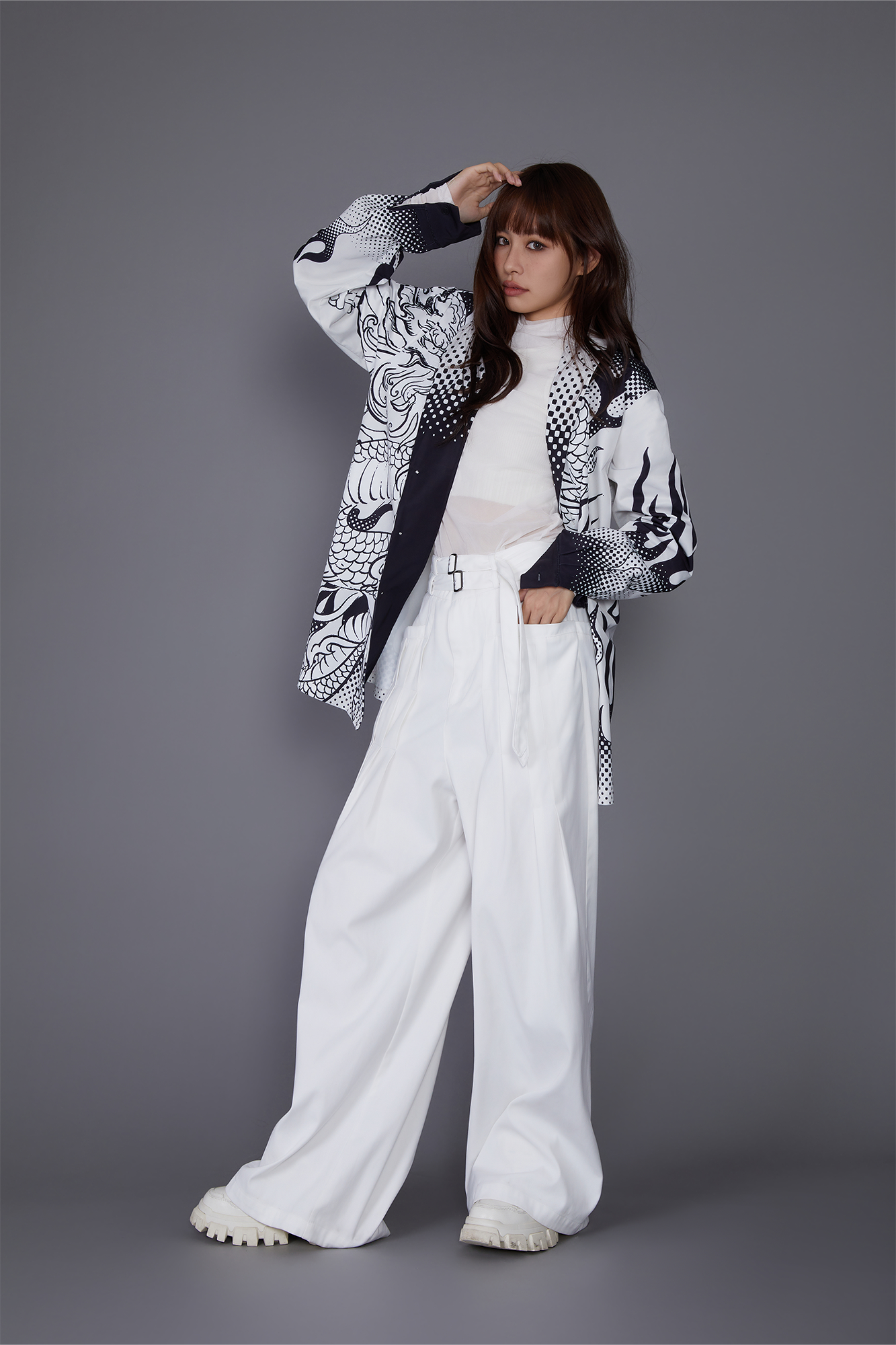 MASH UP ASIA Dragon Flame Graphic Oversized Blazer, premium urban and streetwear designers apparel on PROJECTISR.com, MASH UP ASIA