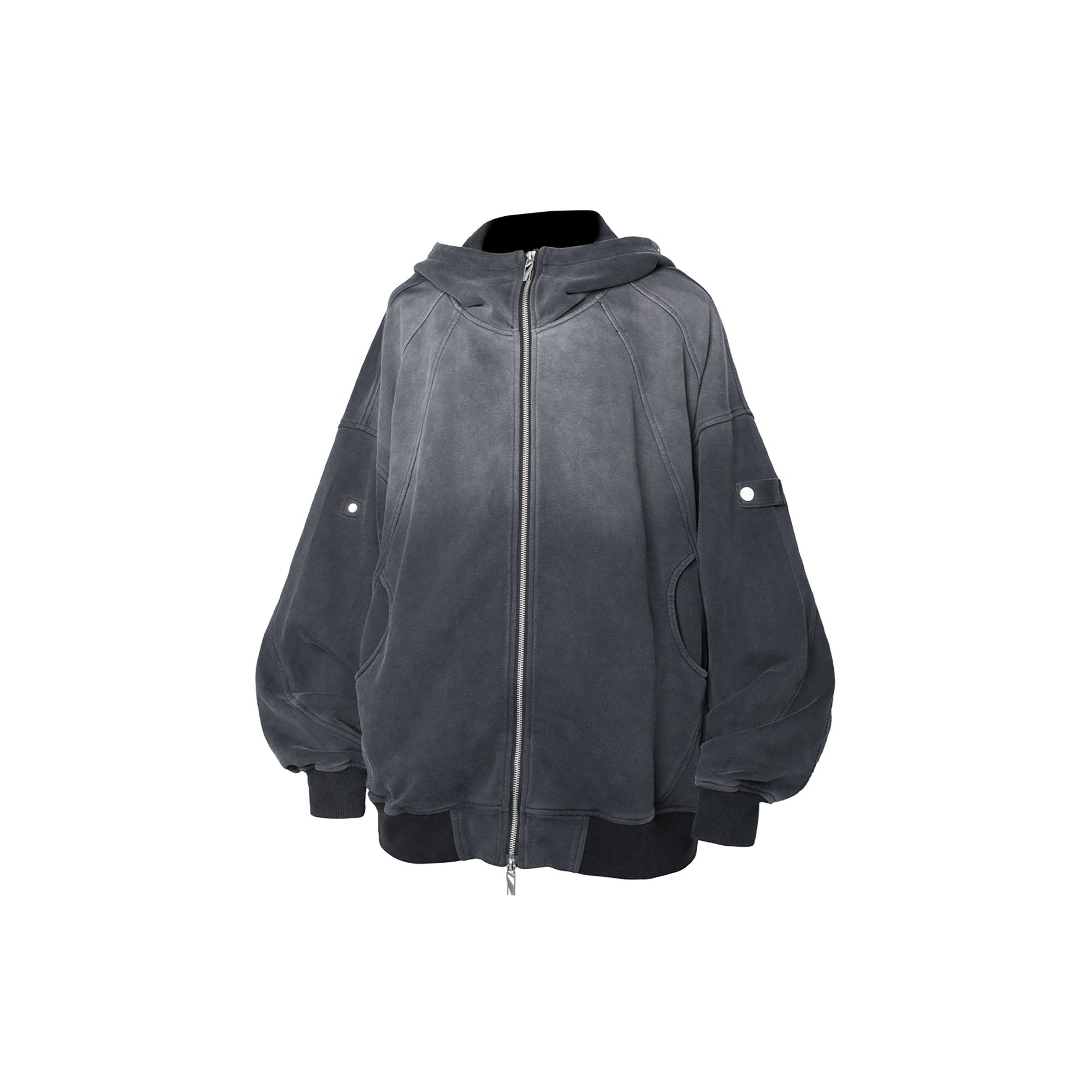 RELABEL Gradient Washed Panel Hooded Jacket Black