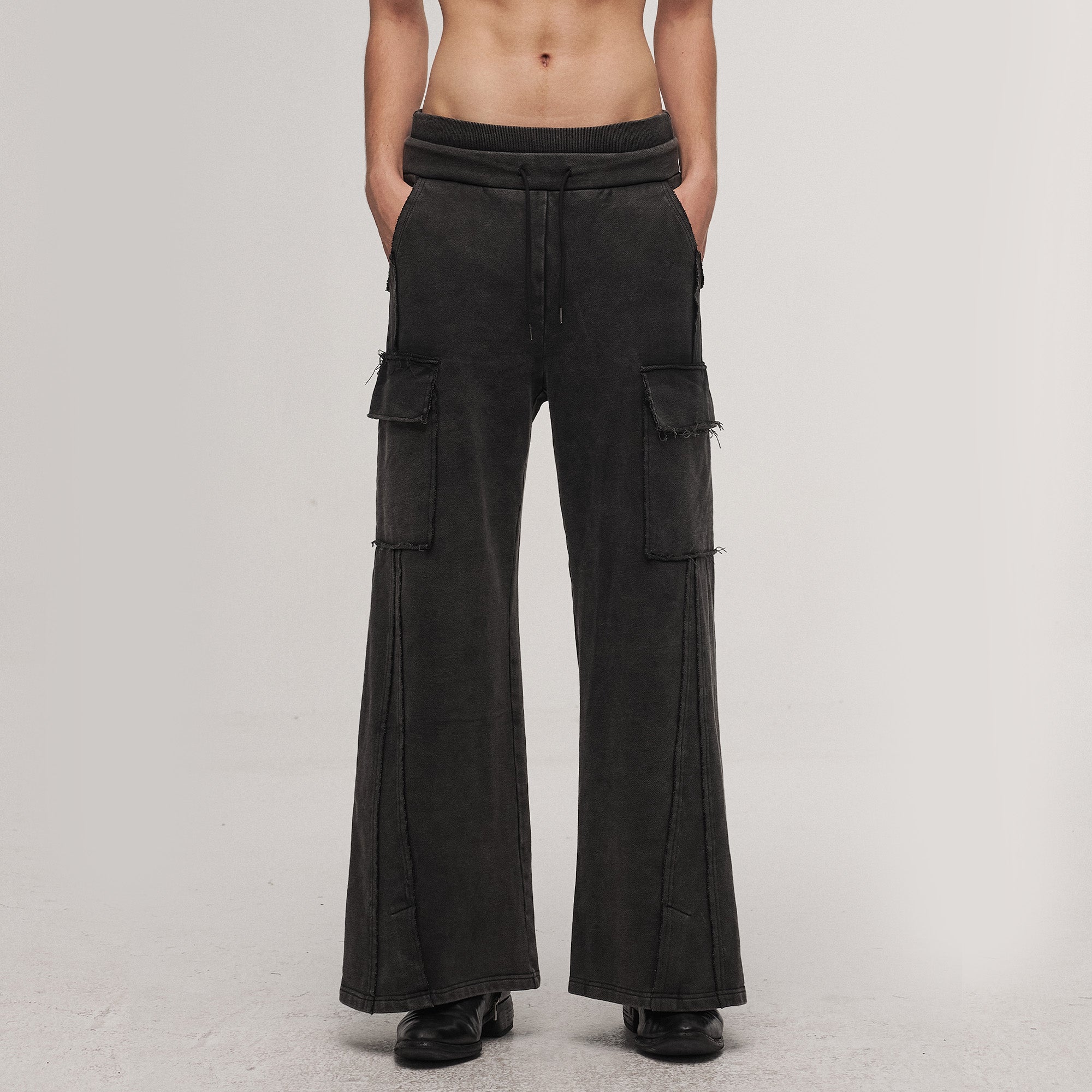 ILNya Nieternite Nifutur Washed Frayed Panel Wide-Leg Pants, premium urban and streetwear designers apparel on PROJECTISR.com, ILNya Nieternite Nifutur