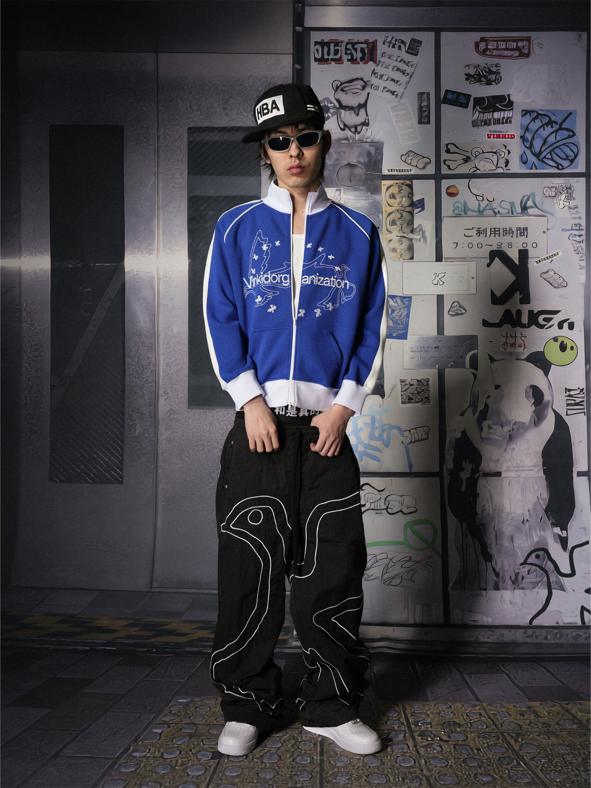 VINKID Pigeon Graphic Wide-Leg Nylon Pants, premium urban and streetwear designers apparel on PROJECTISR.com, VINKID