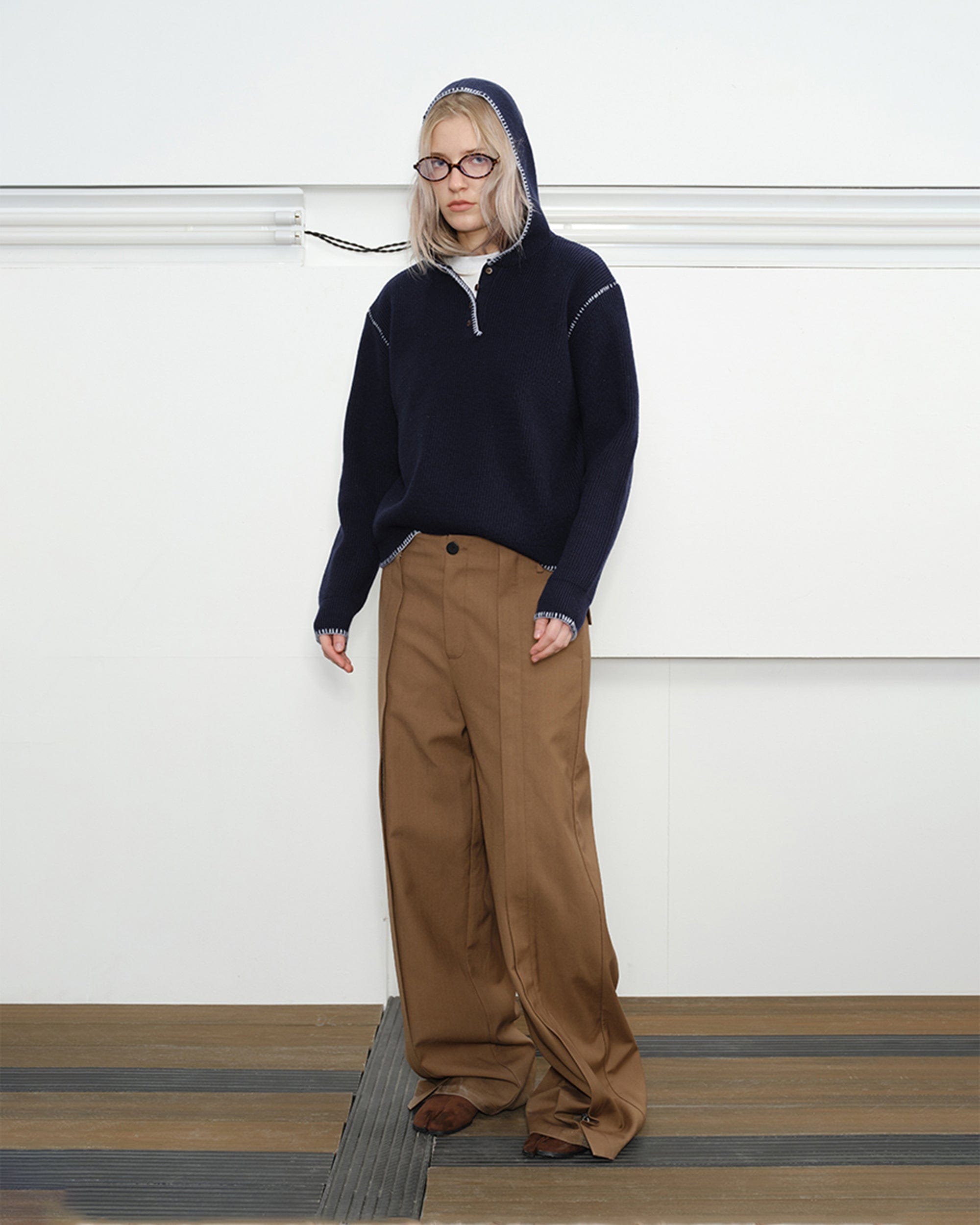 KREATE Stitched-Edges Hooded Sweater