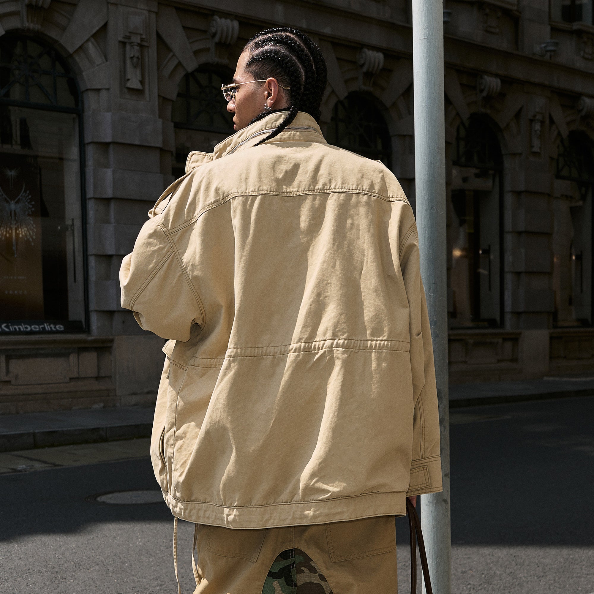 STEEPC Embroidered-Patch Multi-Pocket Oversized Jacket