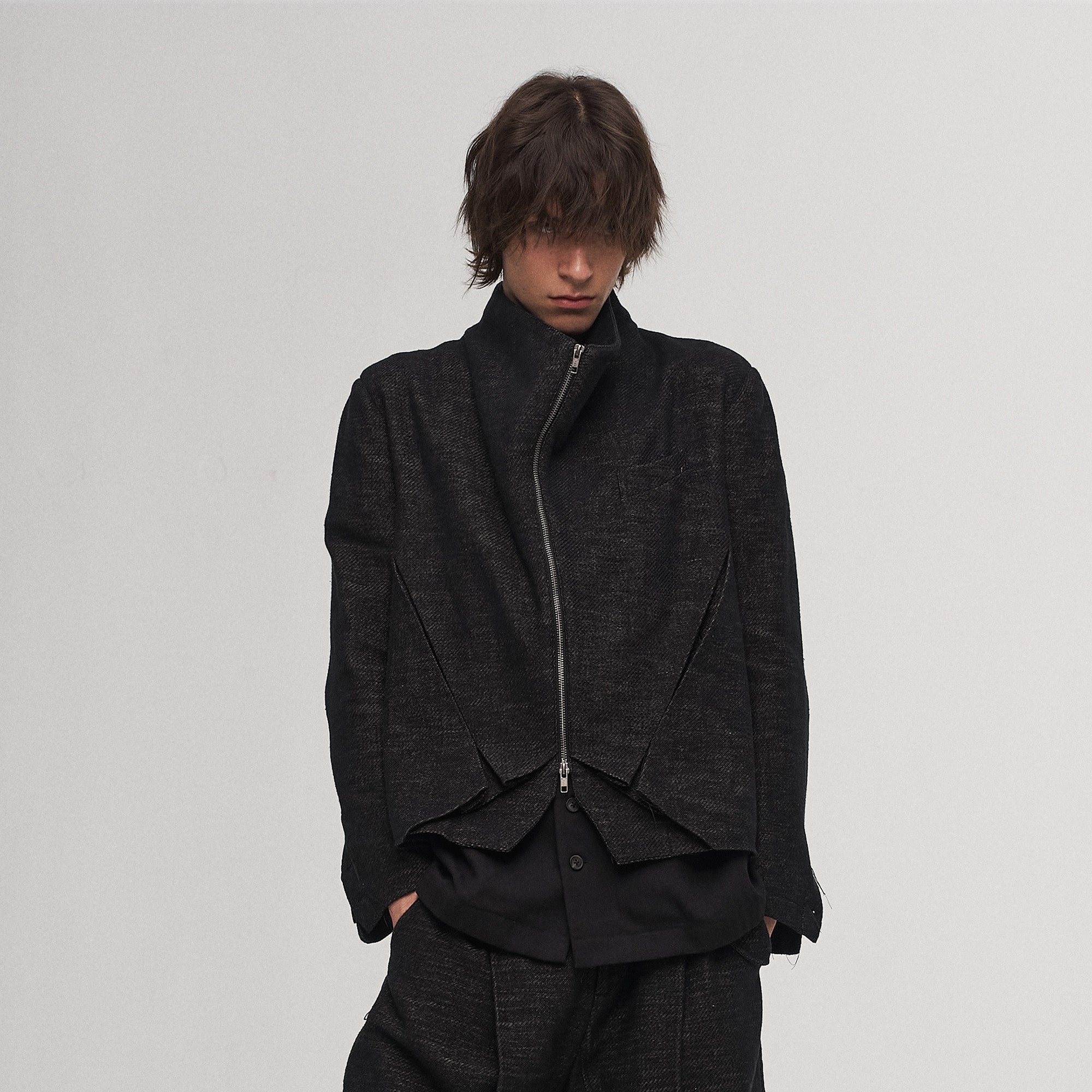 ILNya Nieternite Nifutur Double-Layer Weave Linen Jacket Black, premium urban and streetwear designers apparel on PROJECTISR.com, ILNya Nieternite Nifutur