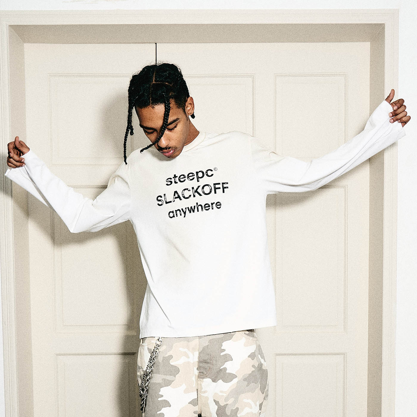 STEEPC Distressed Slackoff Anywhere L/S Tee, premium urban and streetwear designers apparel on PROJECTISR.com, STEEPC