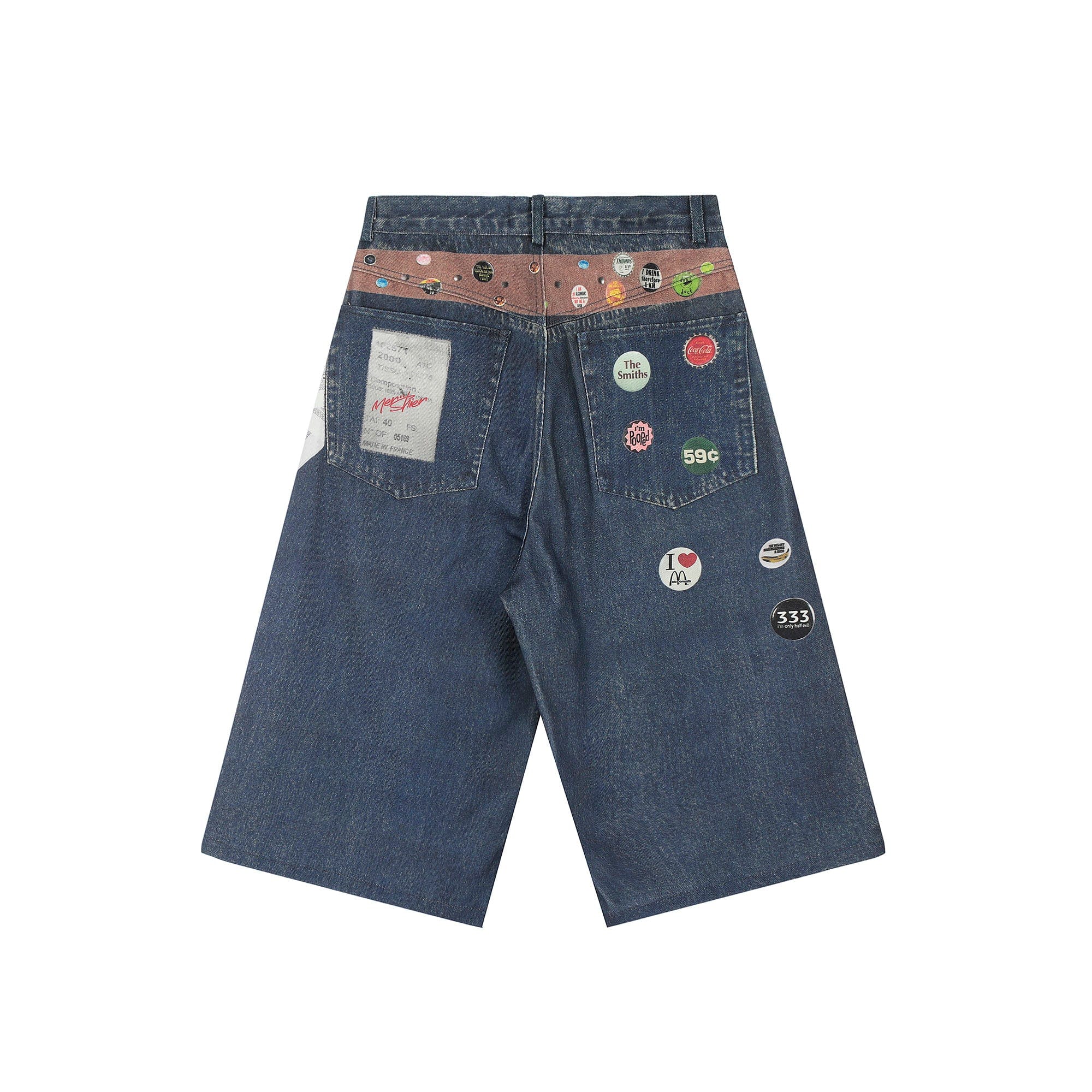 CLP Badge Belt Graphic Cropped Denim Shorts, premium urban and streetwear designers apparel on PROJECTISR.com, CLP