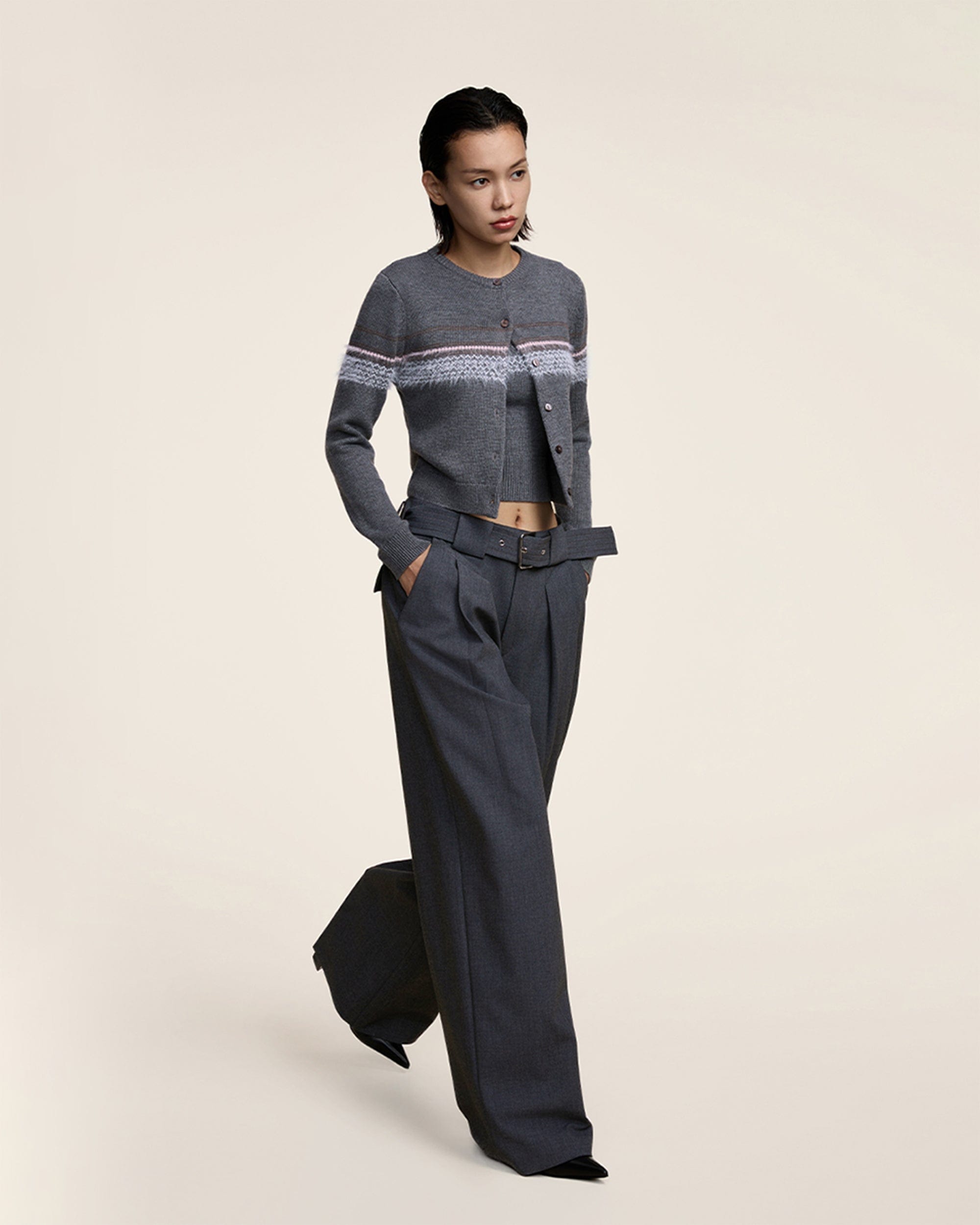 OPICLOTH Classic Pleated Belt Trousers