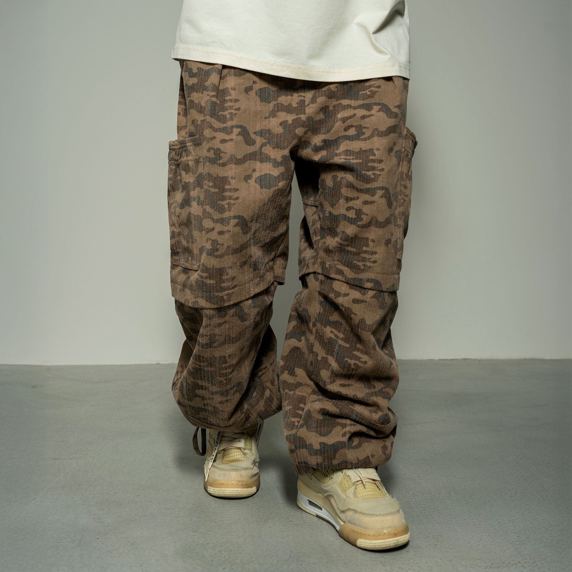 MAKEMORE Camo Multi-Pocket Panel Cargo Pants, premium urban and streetwear designers apparel on PROJECTISR.com, MAKEMORE