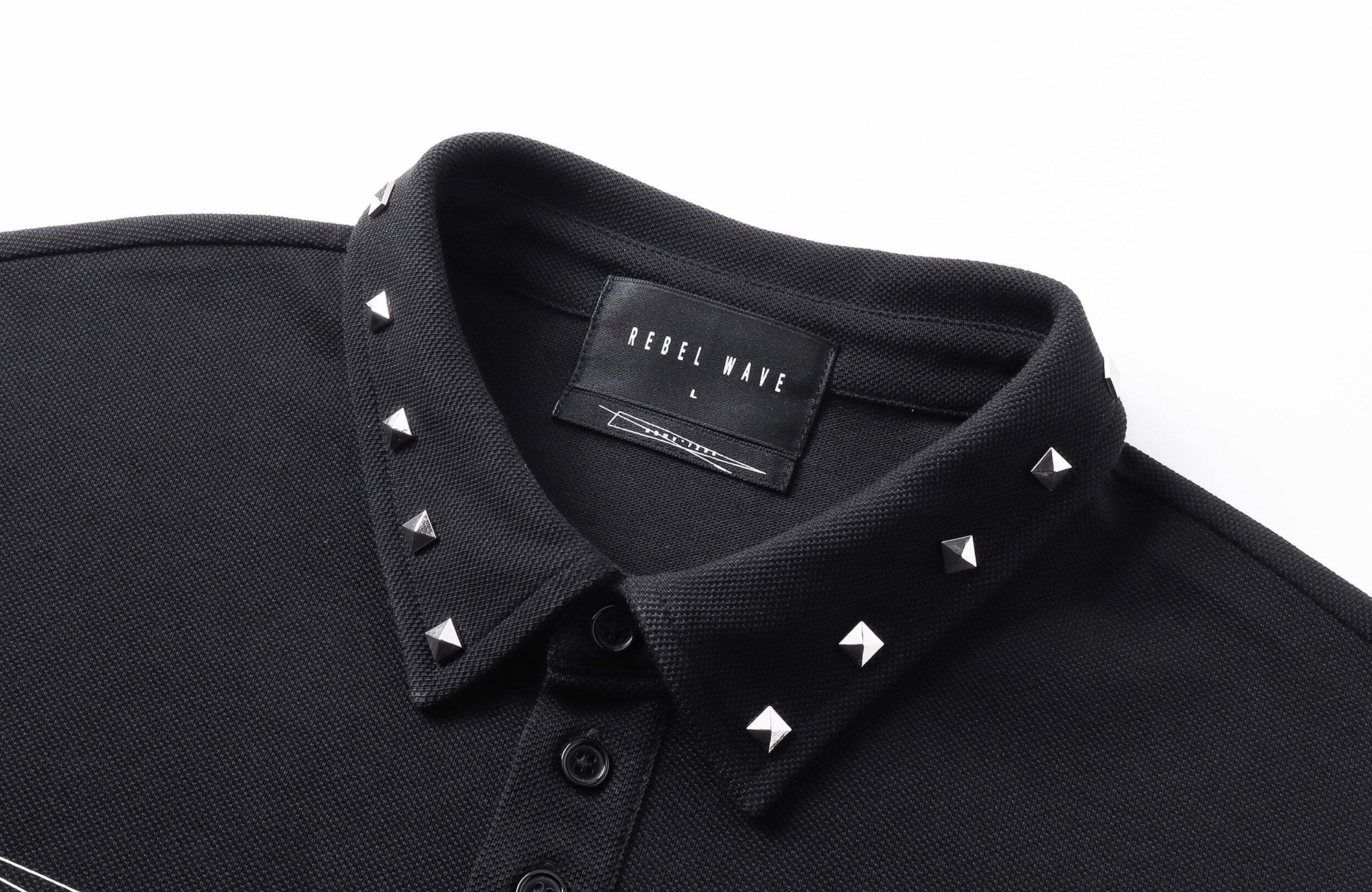 REBEL WAVE Studded LOGO Graphic Polo Shirt