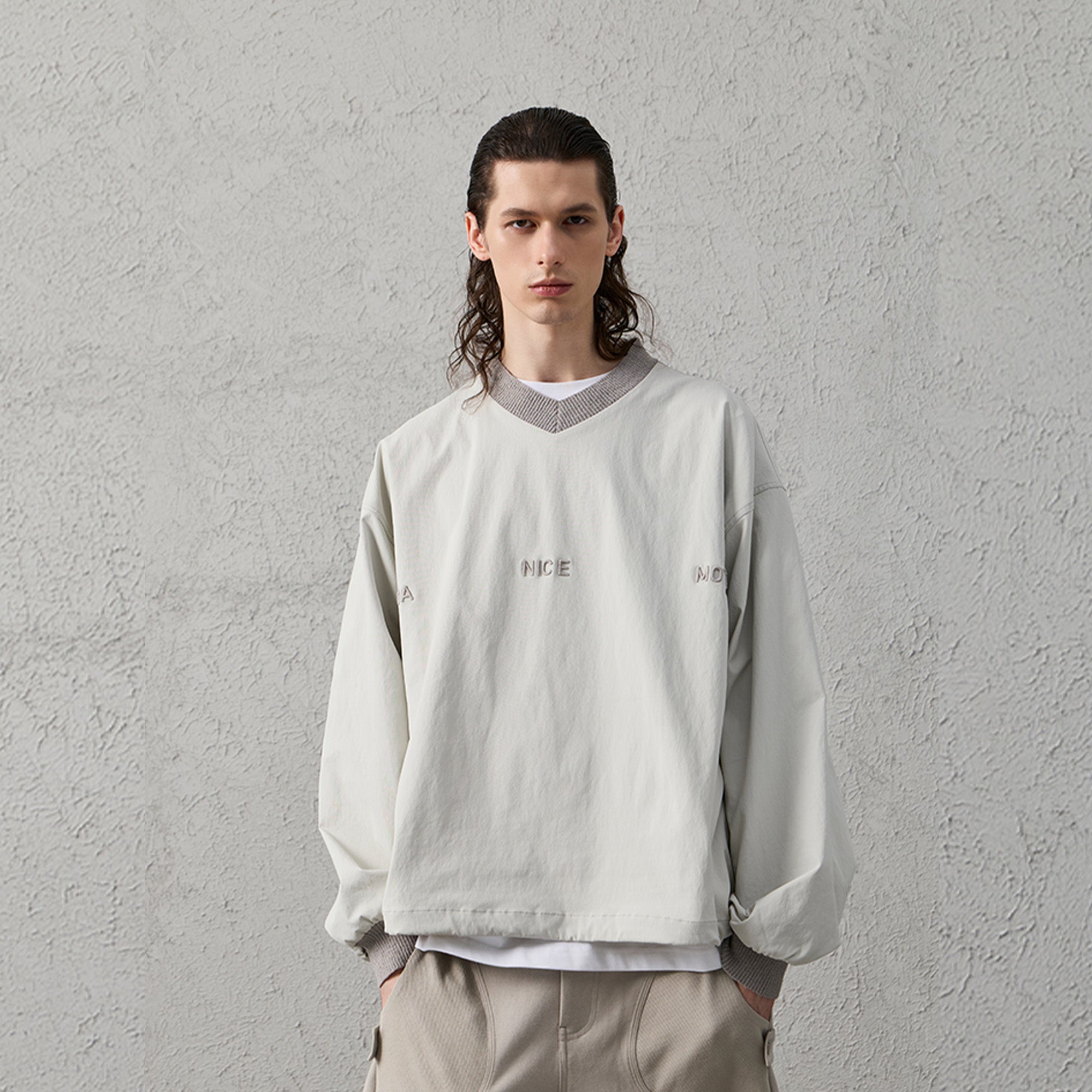 ORGANIC EMOTION Water-Repellent LOGO Embroidered Drawstring Sweatshirt, premium urban and streetwear designers apparel on PROJECTISR.com, ORGANIC EMOTION