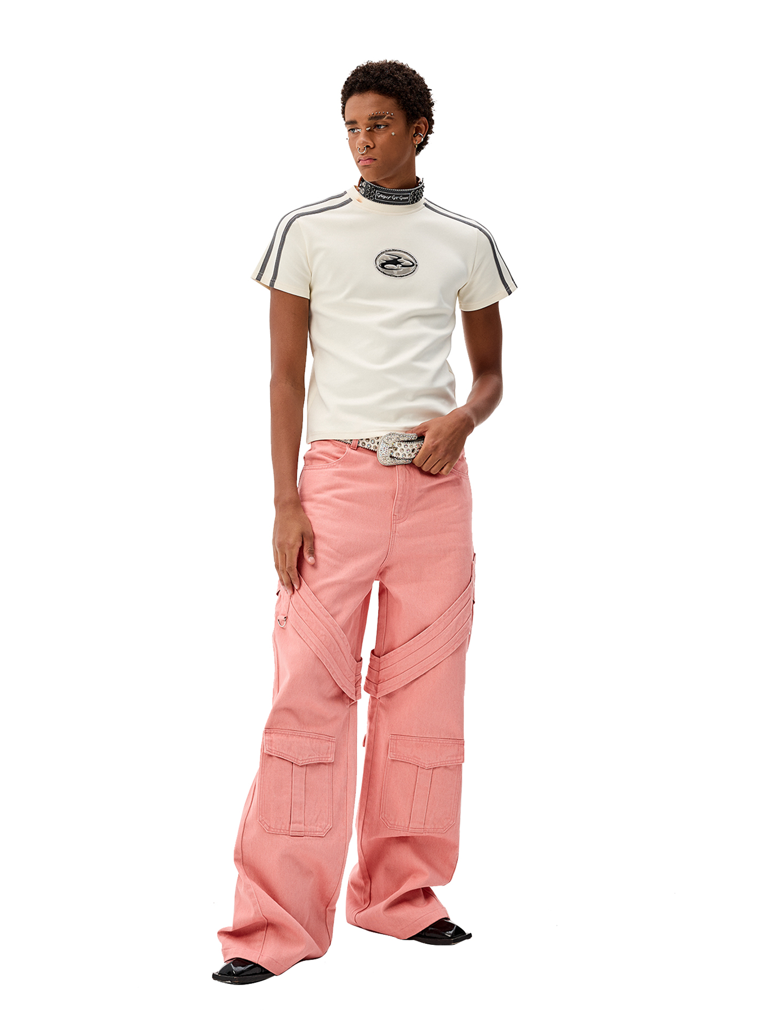 CYCYCY Tie Detail Multi-Pocket Cargo Jeans