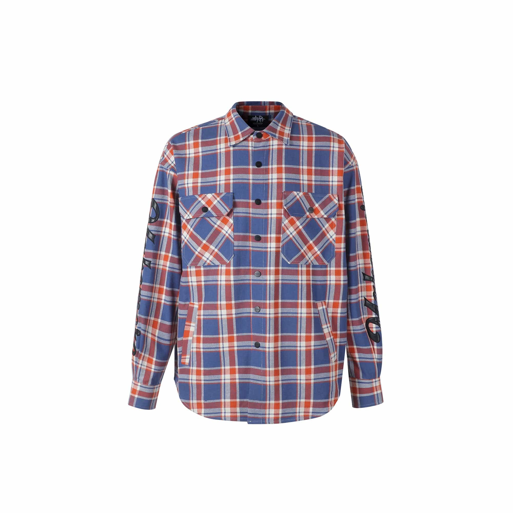 MAKEMORE Flap Pocket Plaid LOGO Patch Shirt, premium urban and streetwear designers apparel on PROJECTISR.com, MAKEMORE