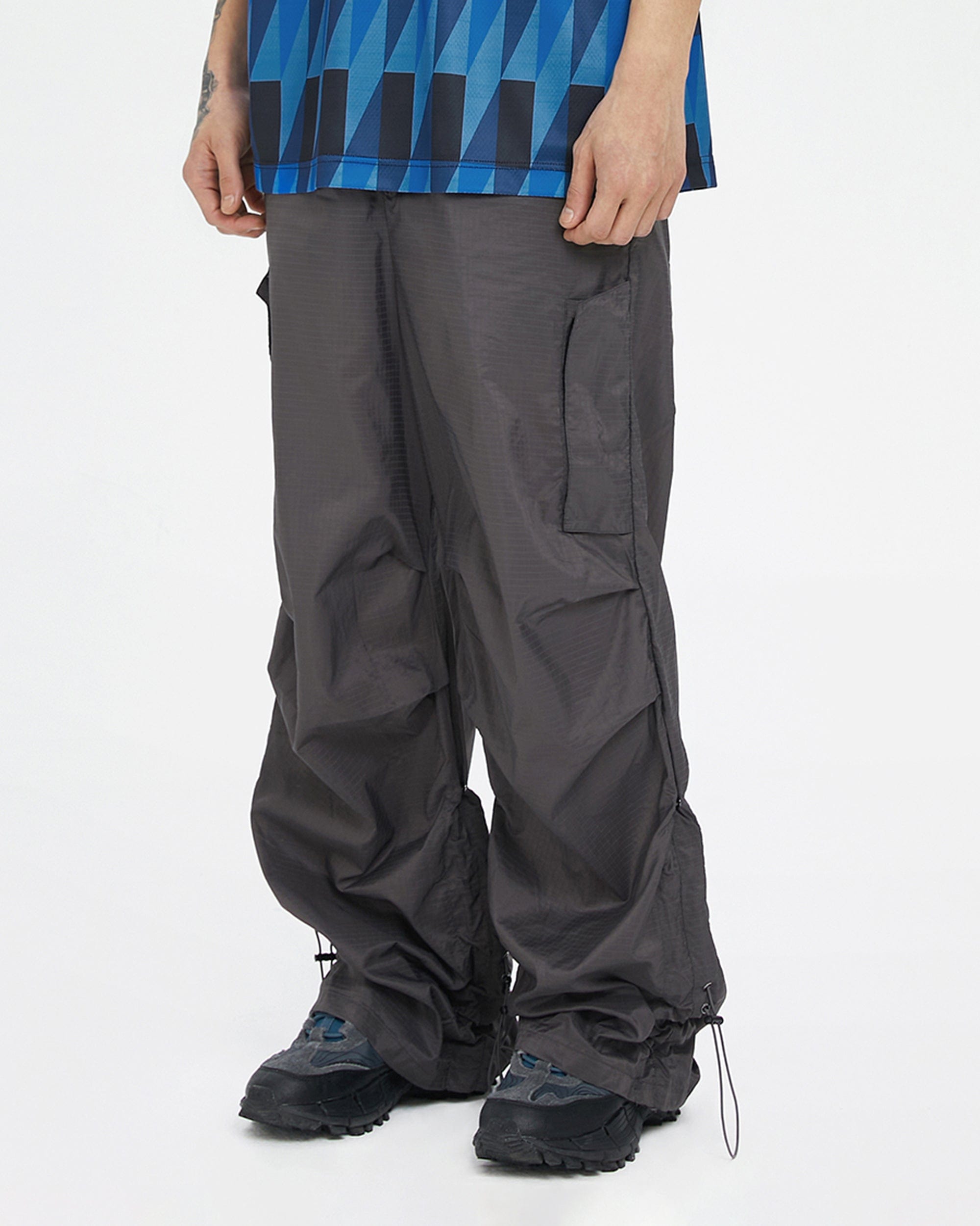 F2CE Multi-Pocket Crinkled Parachute Pants