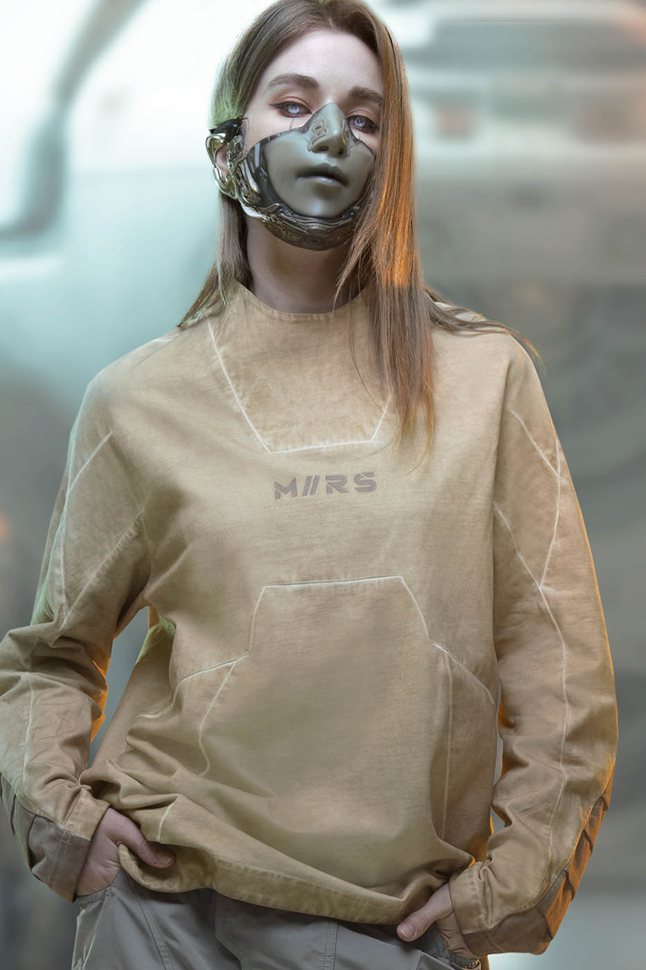 XIPHEVIL Futuristic-Distressed Paneled L/S Tee, premium urban and streetwear designers apparel on PROJECTISR.com, XIPHEVIL