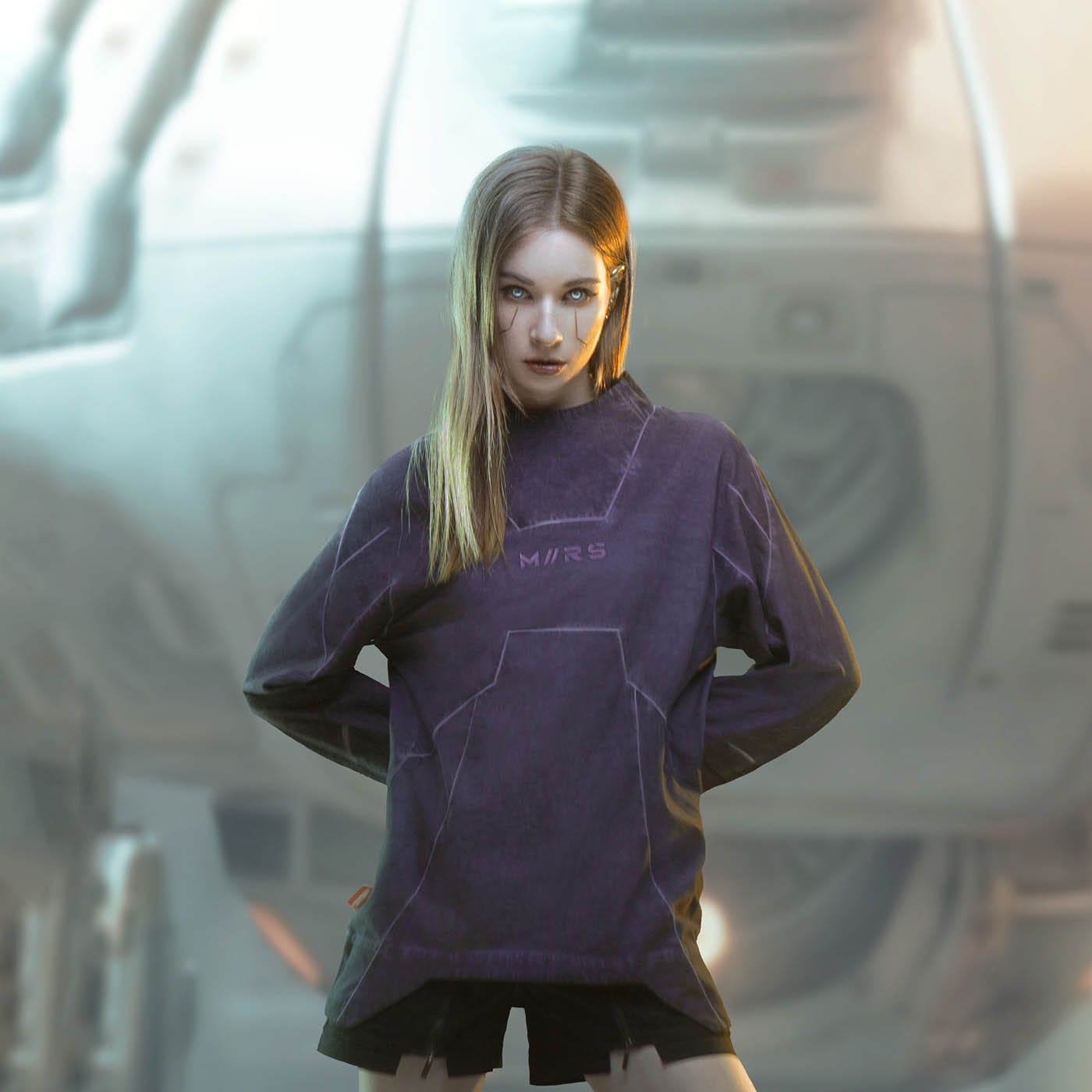 XIPHEVIL Futuristic-Distressed Paneled L/S Tee, premium urban and streetwear designers apparel on PROJECTISR.com, XIPHEVIL