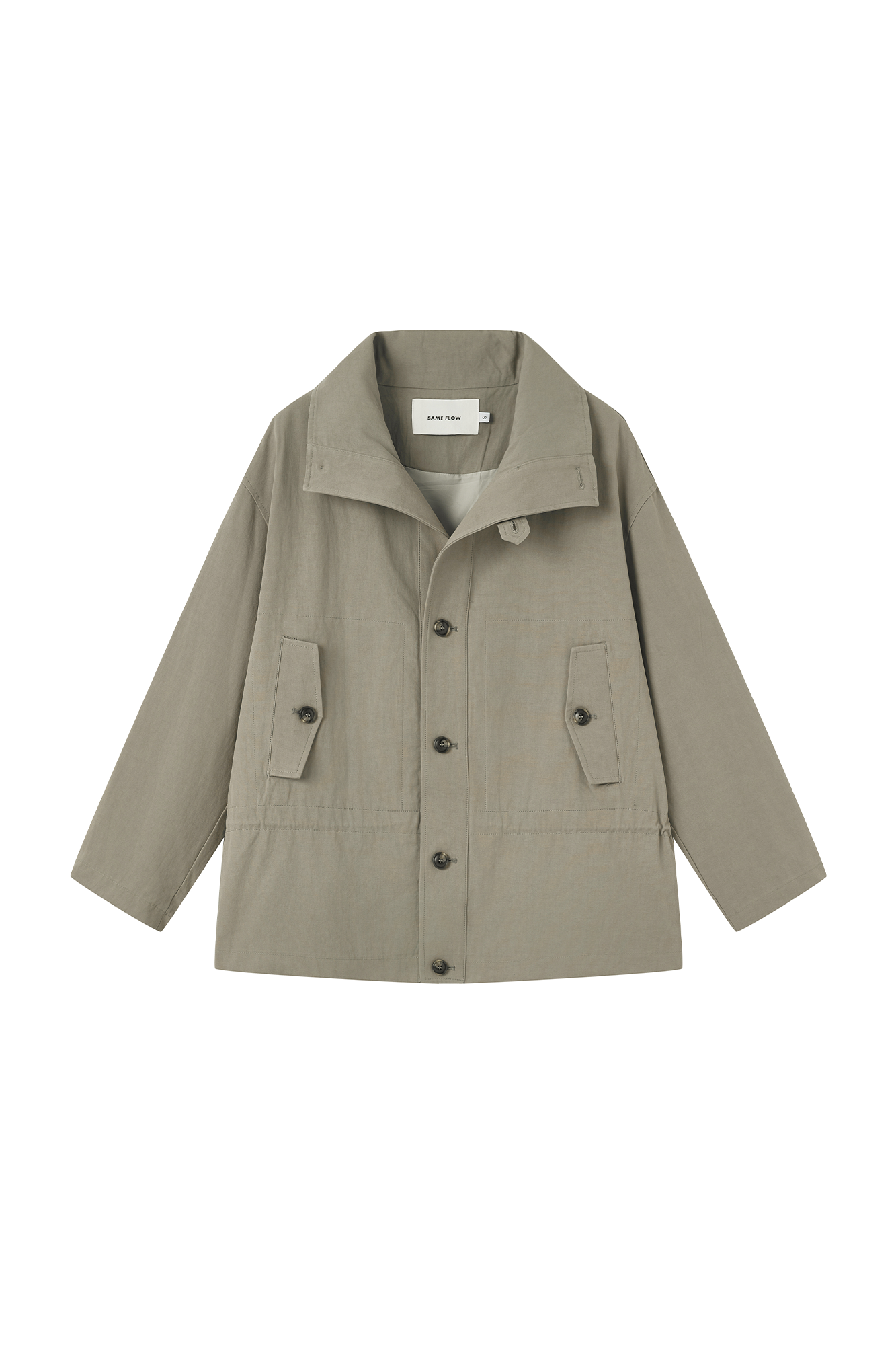 SAME FLOW Stand-Collar Drawstring-Waist Jacket