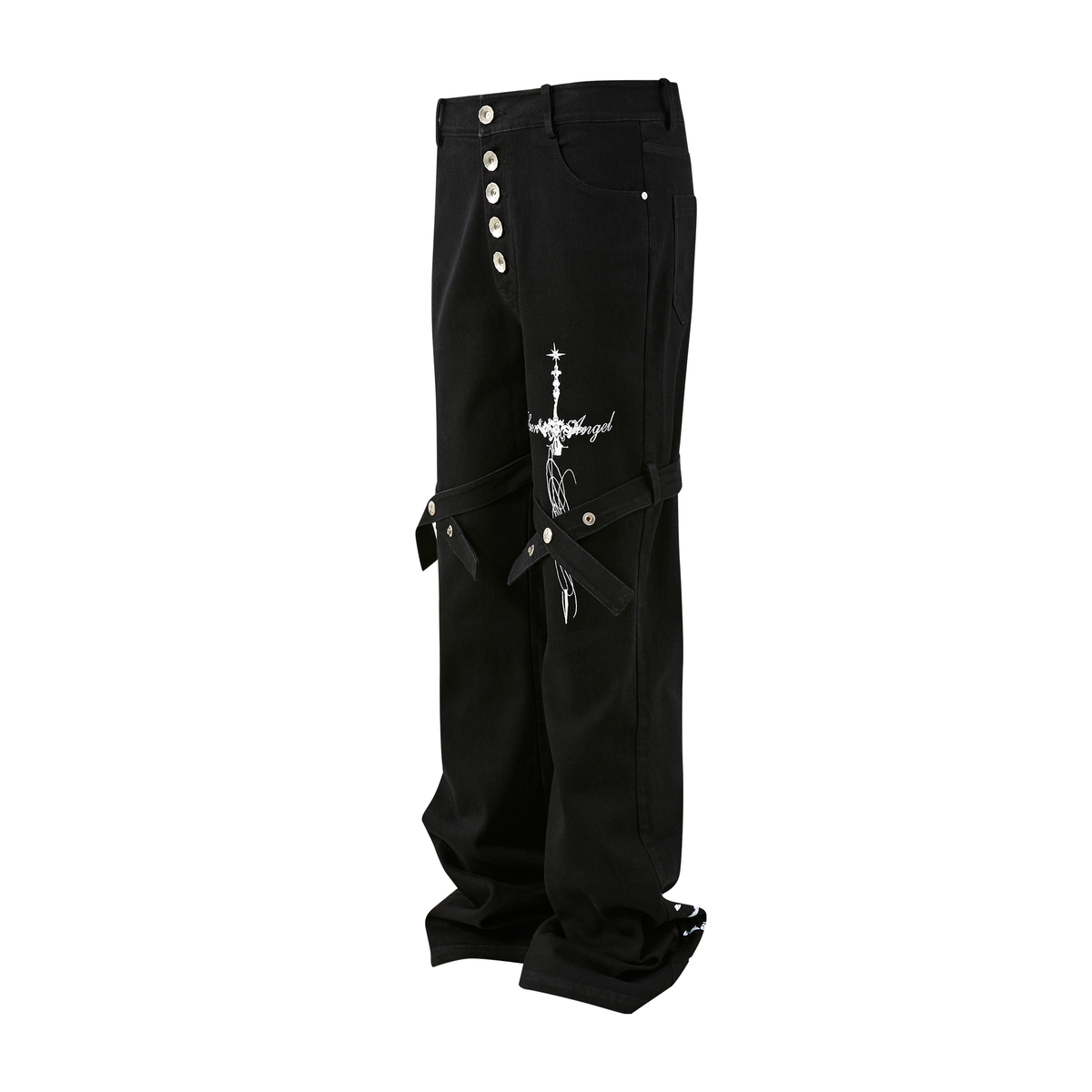 PASET Retro Gothic Lace-Up Slim Flared Jeans