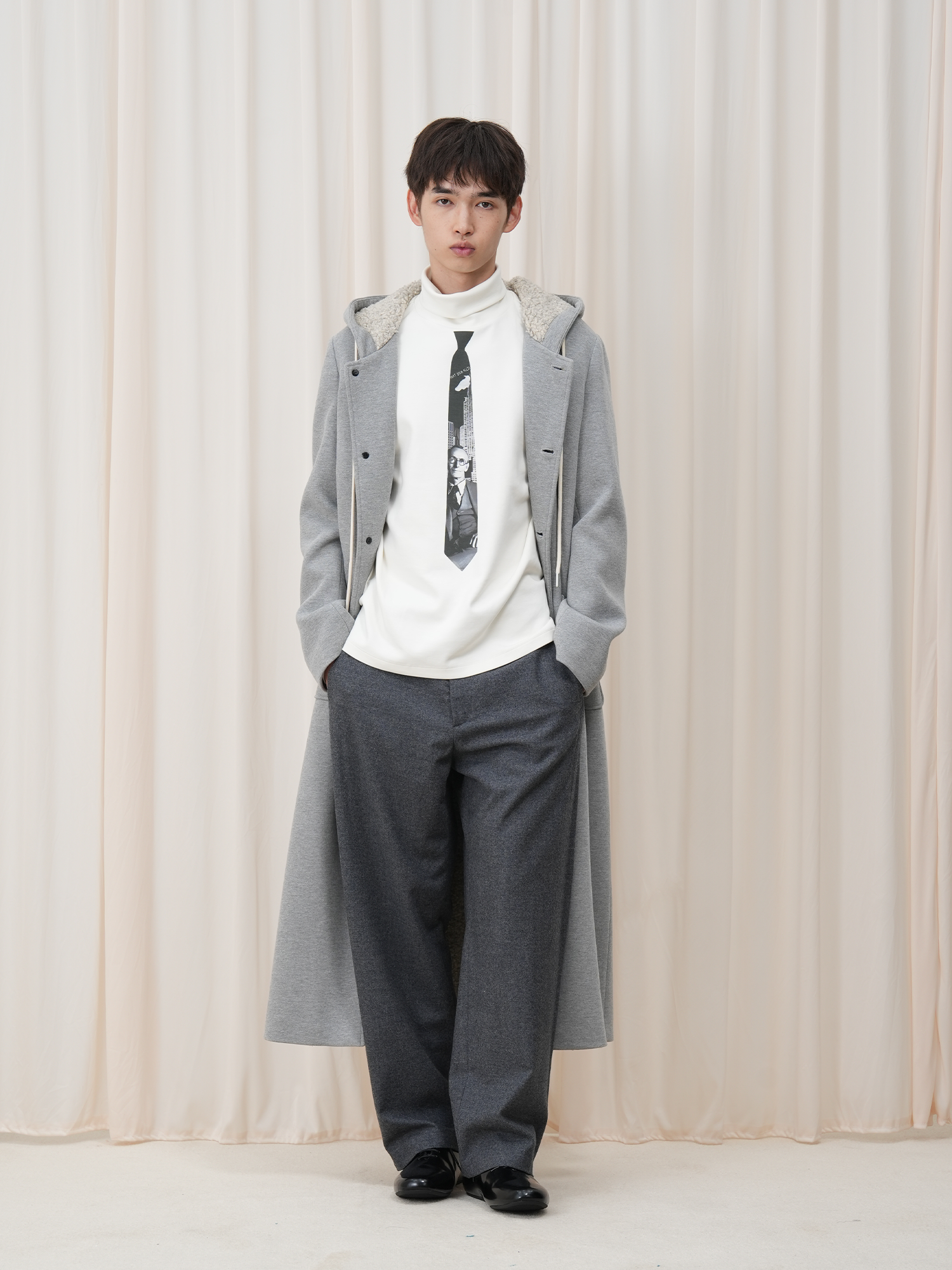 OUYANG WENJUN Sherpa-Lined Hooded Maxi Coat