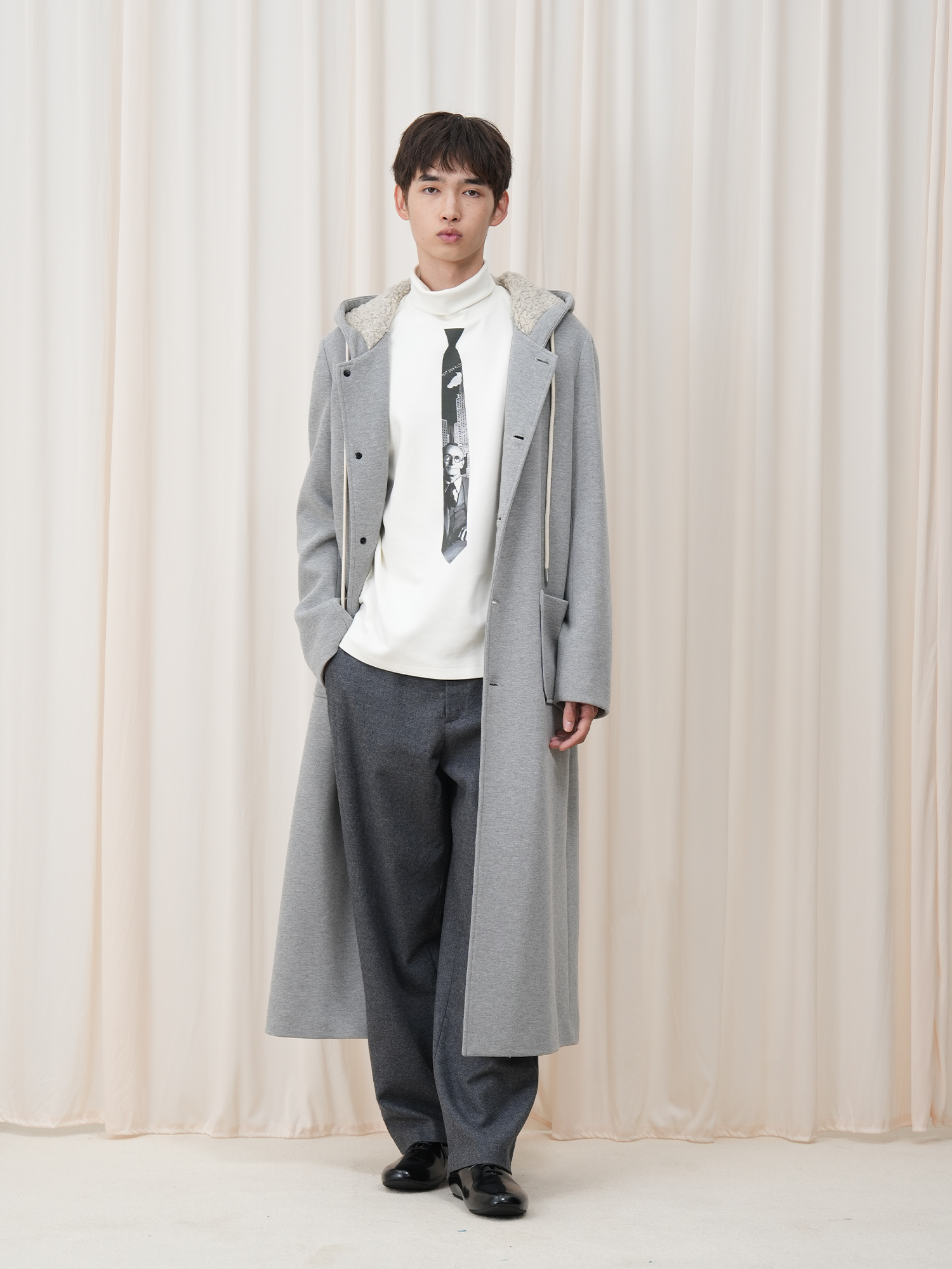 OUYANG WENJUN Sherpa-Lined Hooded Maxi Coat