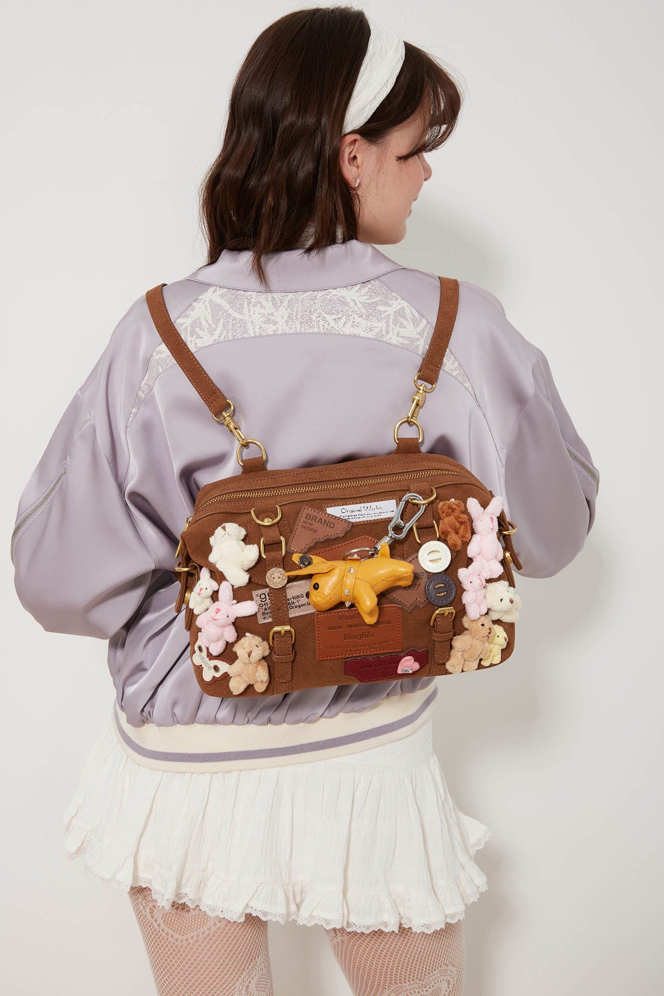 BLING BOX Plush Animal Charm Shoulder Bag