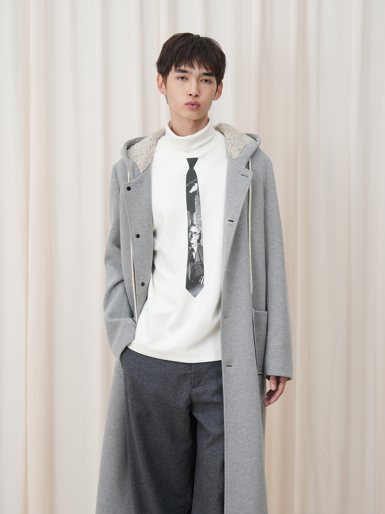 OUYANG WENJUN Sherpa-Lined Hooded Maxi Coat