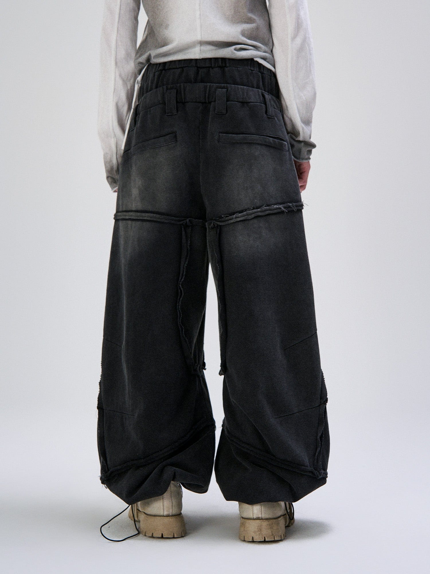 FLYERRER Washed Double-Waist Bullet Rivet Baggy Sweatpants, premium urban and streetwear designers apparel on PROJECTISR.com, FLYERRER