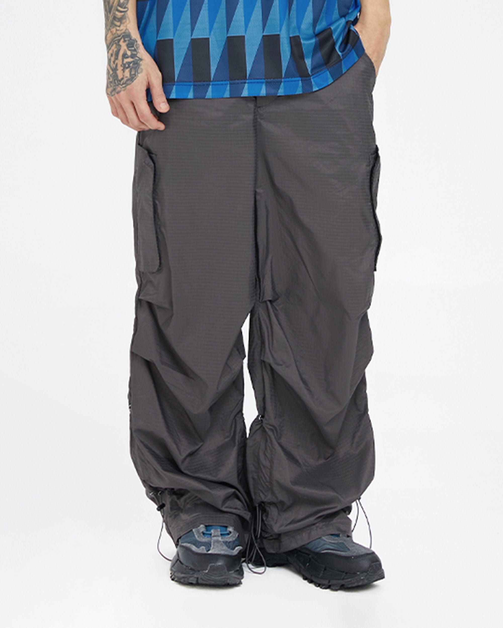 F2CE Multi-Pocket Crinkled Parachute Pants