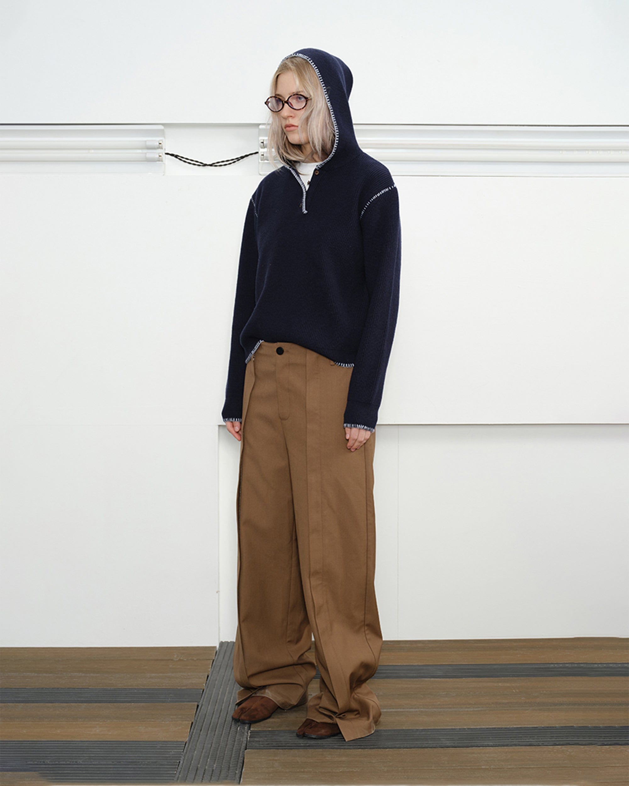 KREATE Stitched-Edges Hooded Sweater