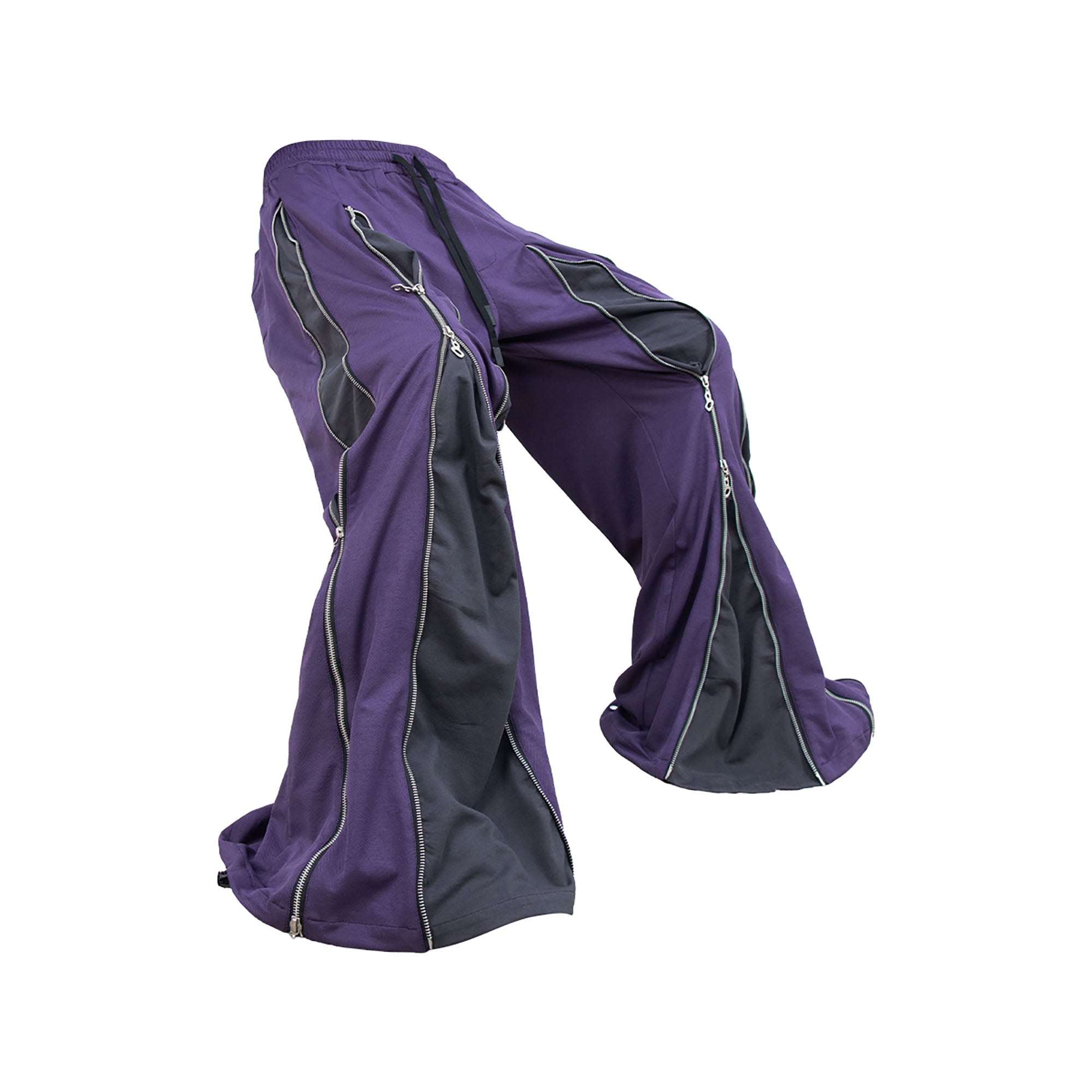 RELABEL Layered Multi-Zip Drawstring Sweatpants Purple